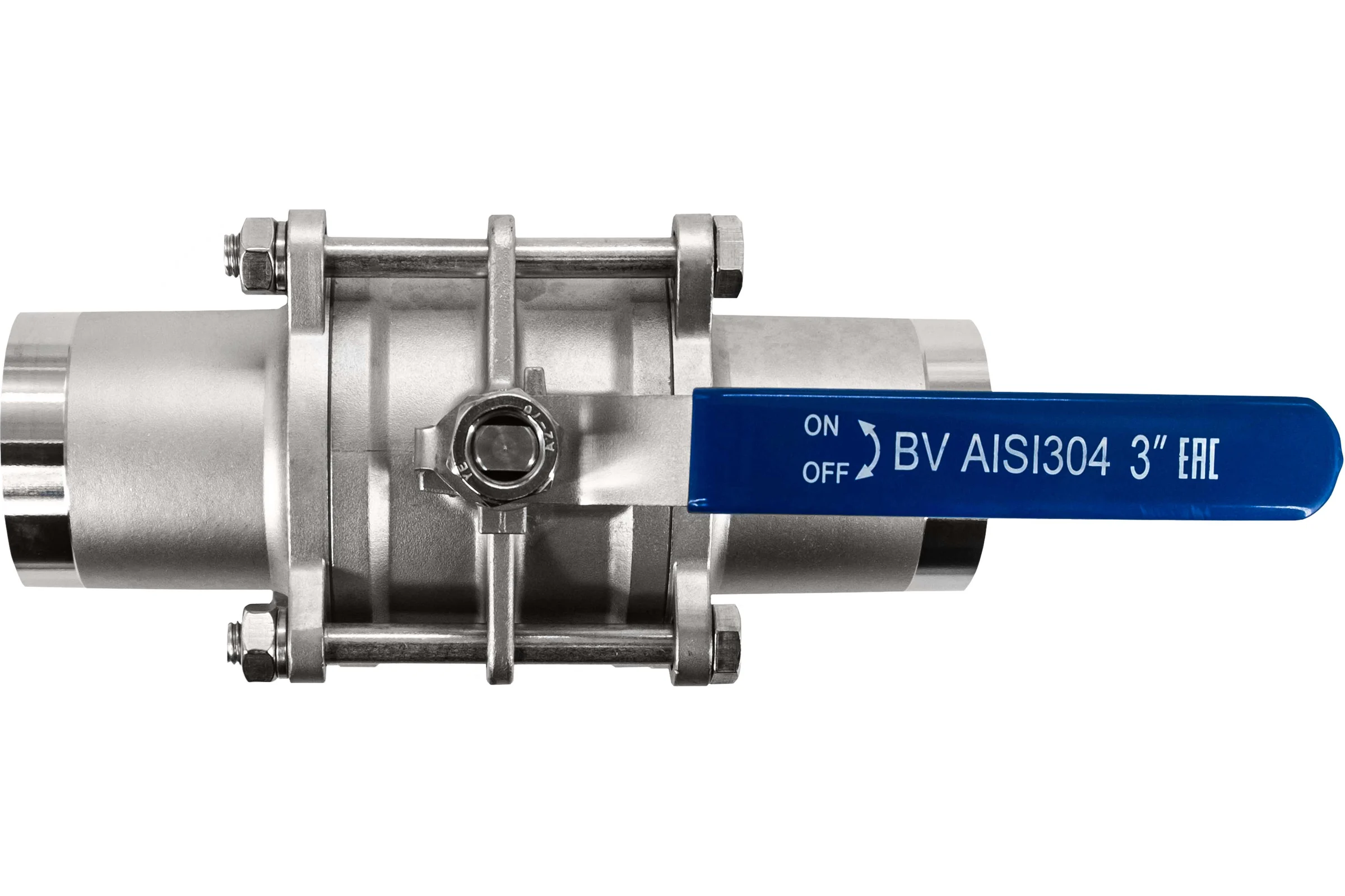 Кран шаровый приварной трехсоставной NEWKEY нержавеющий (3PC), AISI304 DN80 (3"), (CF8), PN25 NK-BE80/4