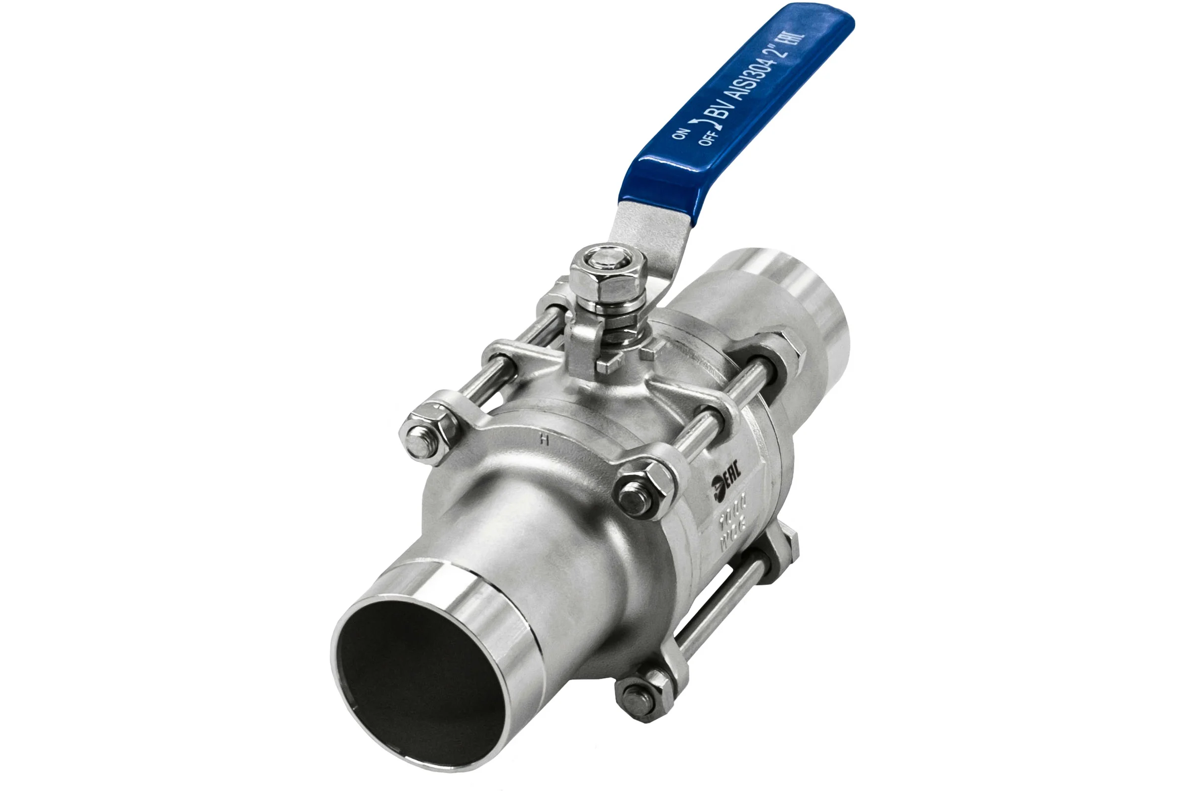 Кран шаровый приварной трехсоставной NEWKEY нержавеющий (3PC), AISI304 DN50 (2"), (CF8), PN40 NK-BE50/4