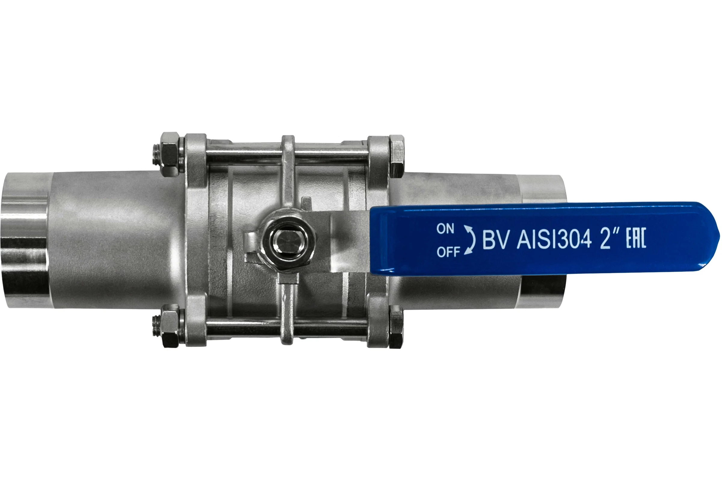 Кран шаровый приварной трехсоставной NEWKEY нержавеющий (3PC), AISI304 DN50 (2"), (CF8), PN40 NK-BE50/4