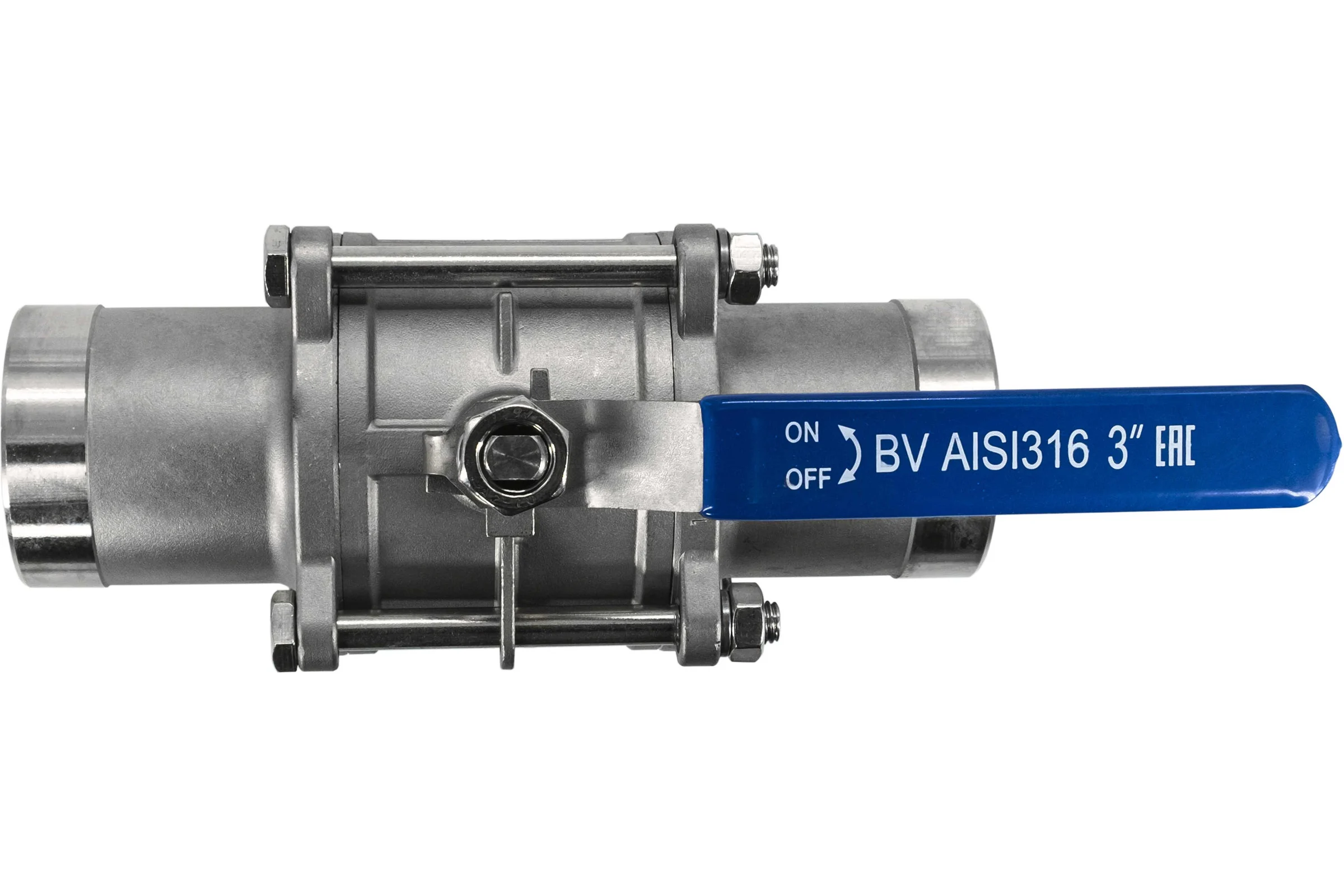 Кран шаровый приварной трехсоставной NEWKEY нержавеющий (3PC), AISI316 DN80 (3"), (CF8M), PN25 NK-BE80/6