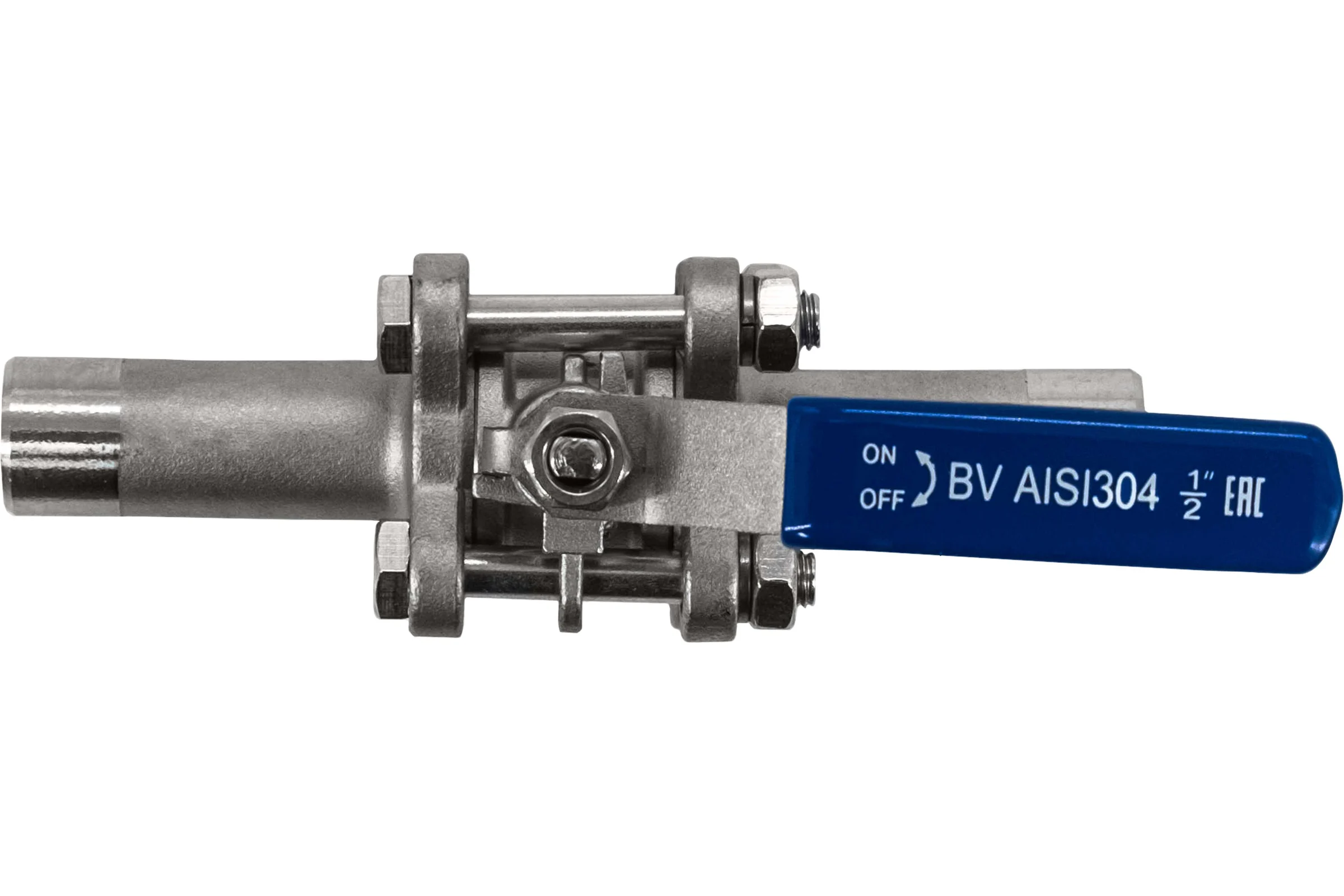 Кран шаровый приварной трехсоставной NEWKEY под привод нержавеющий (3PС), AISI304 DN15 (1/2"), (CF8),PN64 NK-BEp15/4