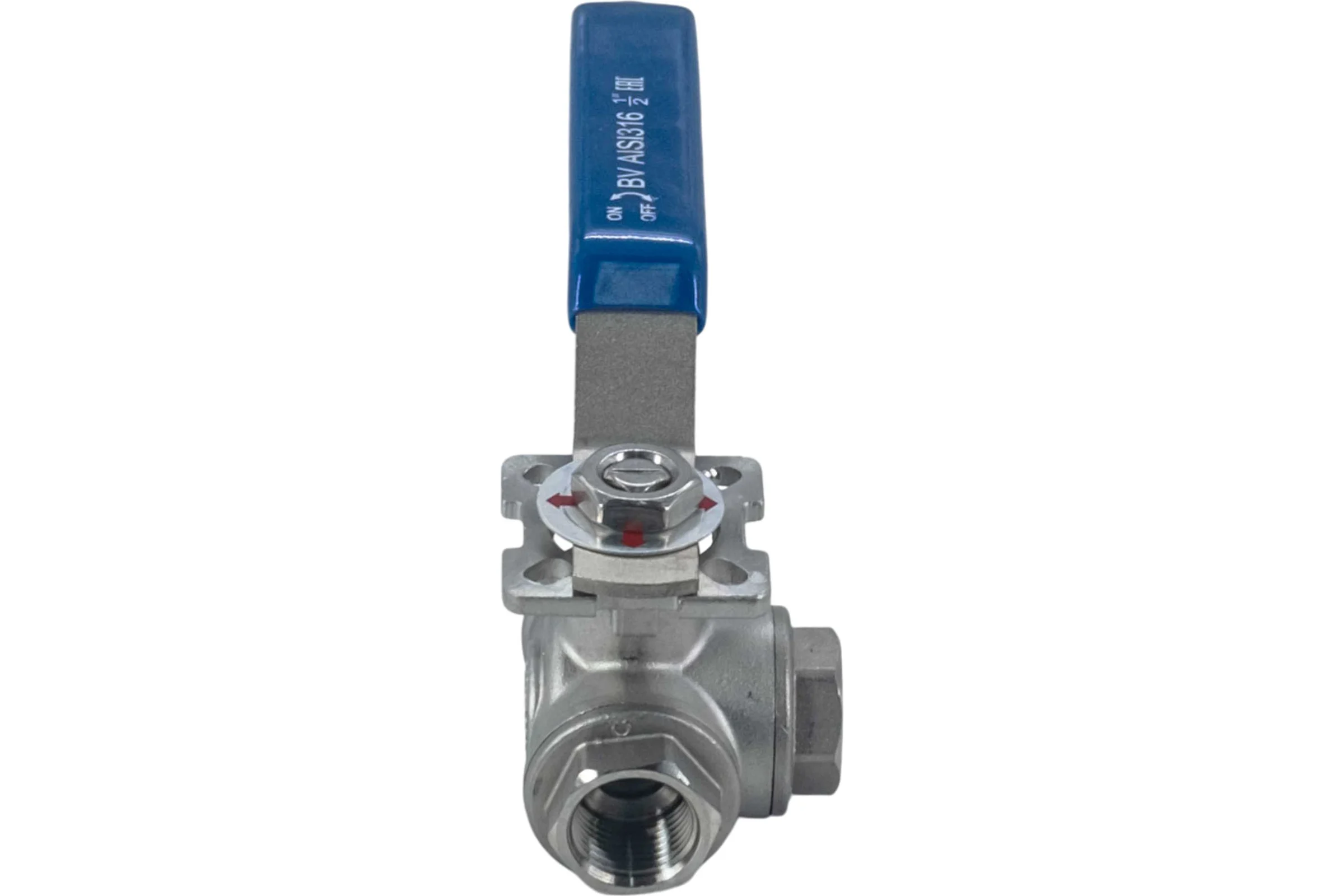 Кран шаровый трехходовой (T-тип) нержавеющий NEWKEY AISI316 DN15 (1/2"), (CF8M), PN64 NK-BTt15/6