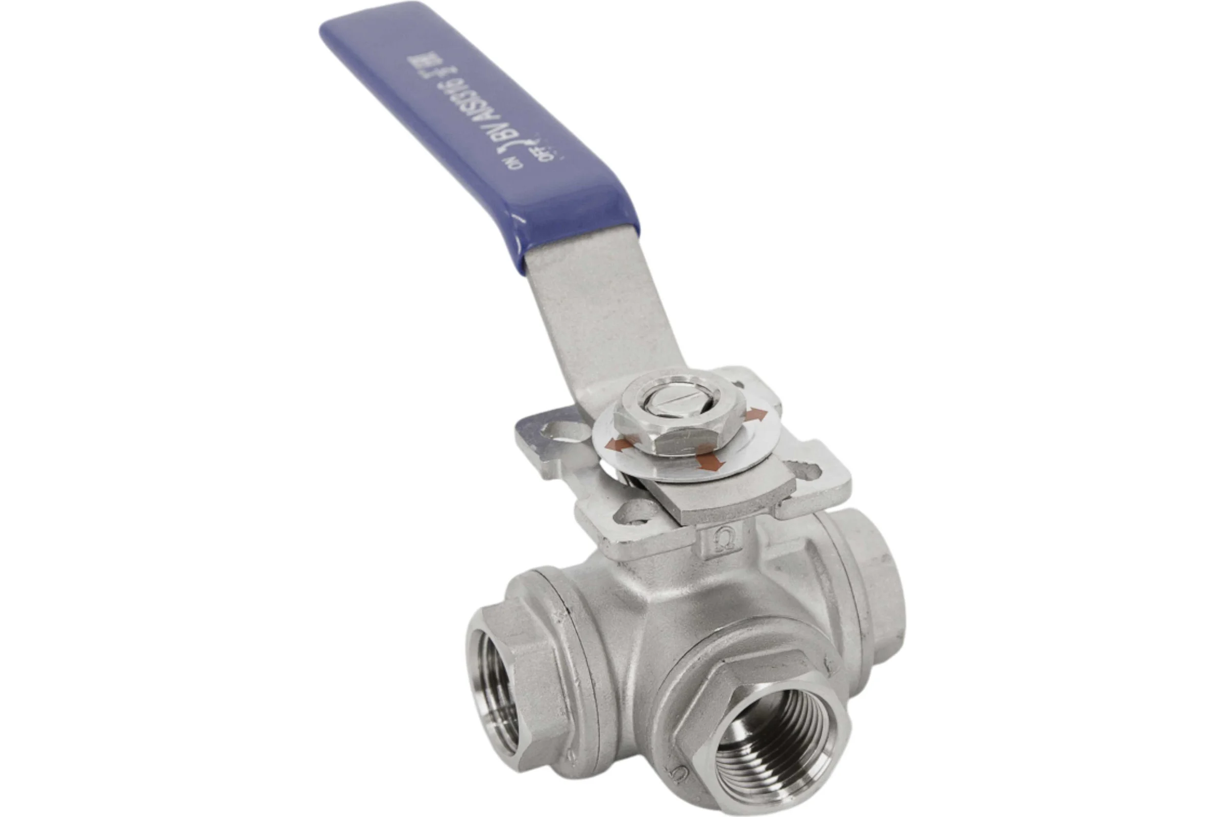 Кран шаровый трехходовой (T-тип) нержавеющий NEWKEY AISI316 DN15 (1/2"), (CF8M), PN64 NK-BTt15/6