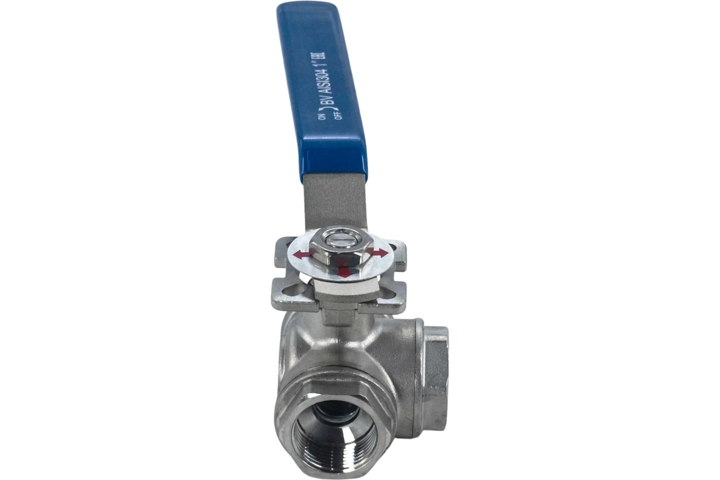 Кран шаровый трехходовой (T-тип) нержавеющий NEWKEY AISI304 DN25 (1"), (CF8), PN64 NK-BTt25/4