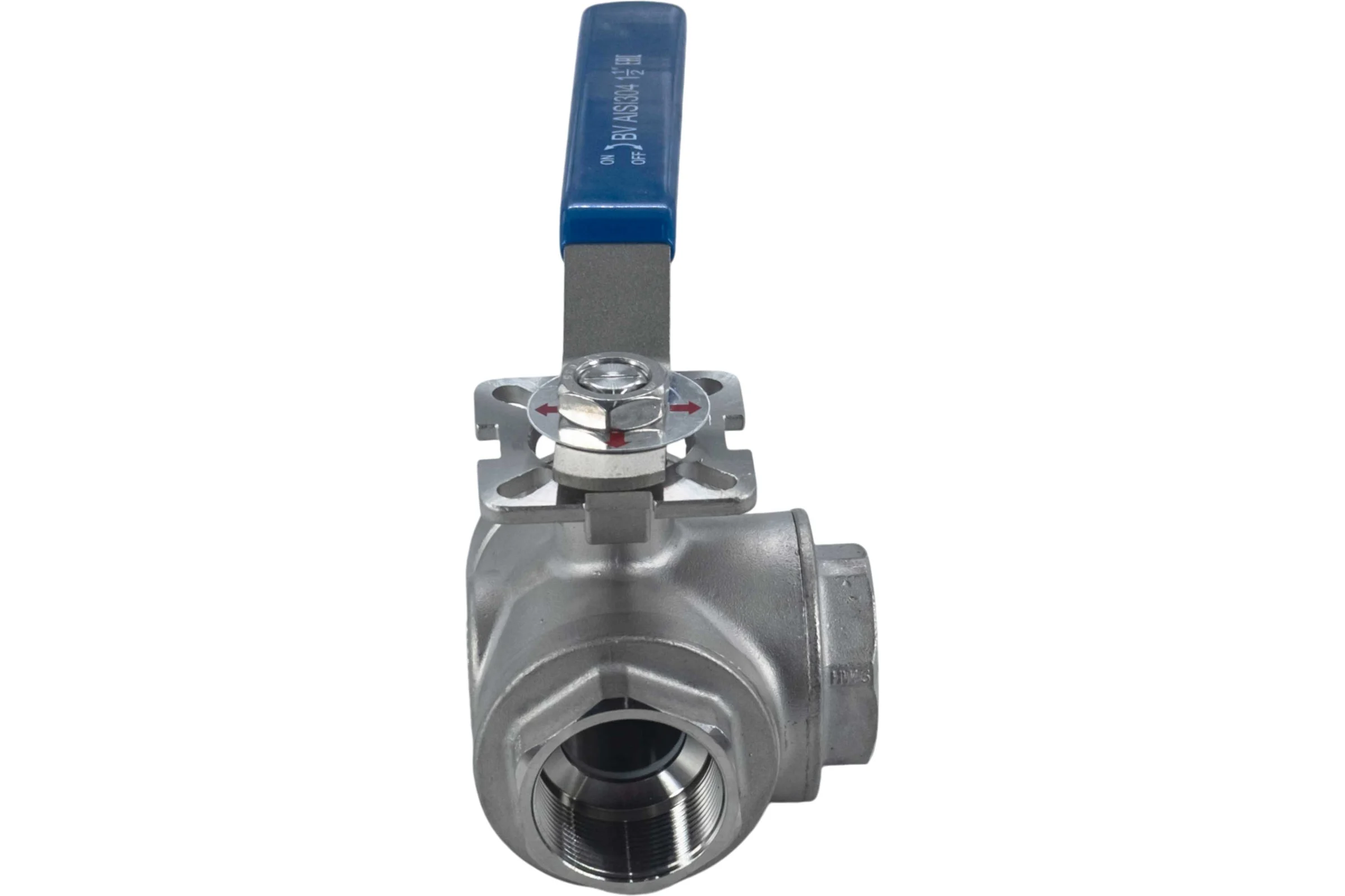 Кран шаровый трехходовой (T-тип) нержавеющий NEWKEY AISI304 DN32 (1_1/4"), (CF8), PN40 NK-BTt32/4