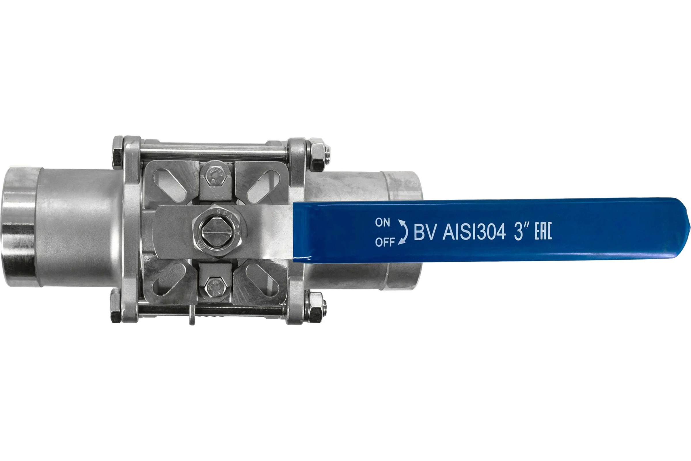 Кран шаровый приварной трехсоставной NEWKEY под привод нержавеющий (3PC), AISI304 DN80 (3"), (CF8),PN25 NK-BEp80/4