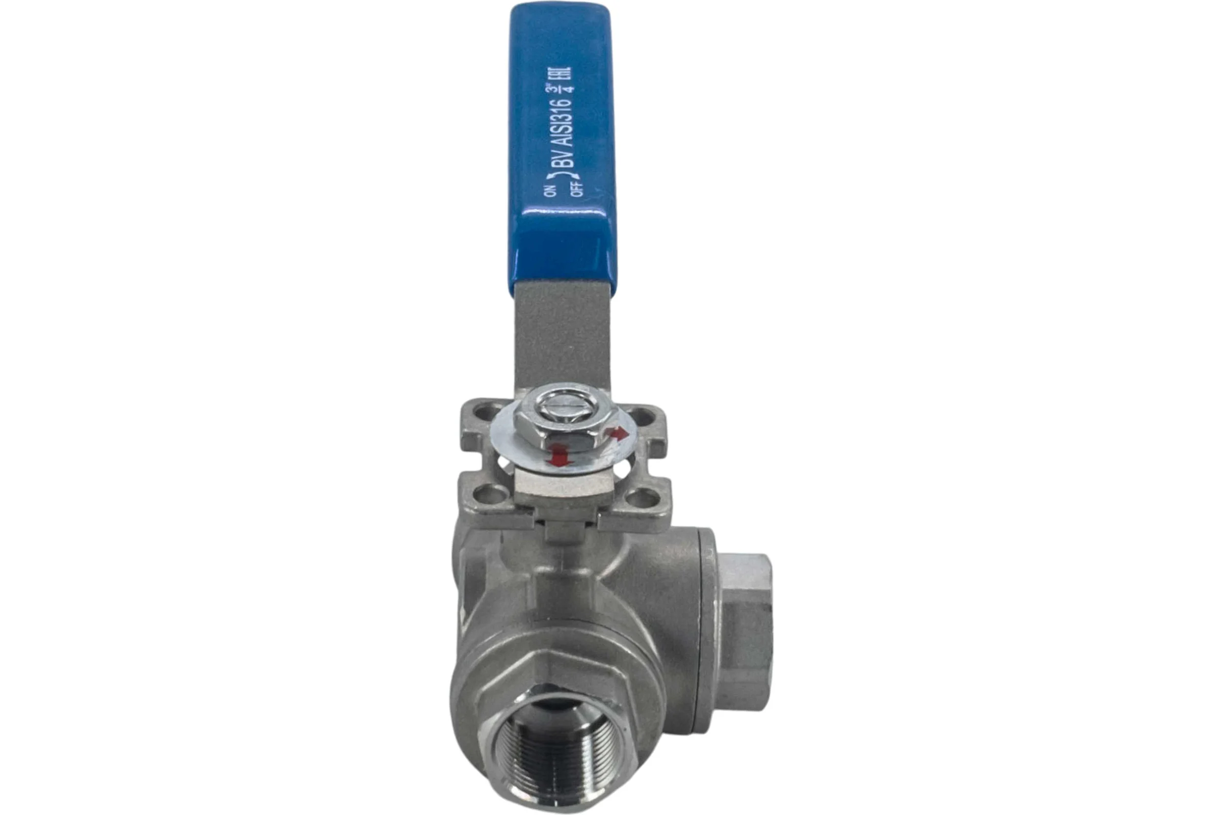 Кран шаровый трехходовой NEWKEY (L-тип) нержавеющий, AISI304 DN20 (3/4"), (CF8), PN64 NK-BTl20/4