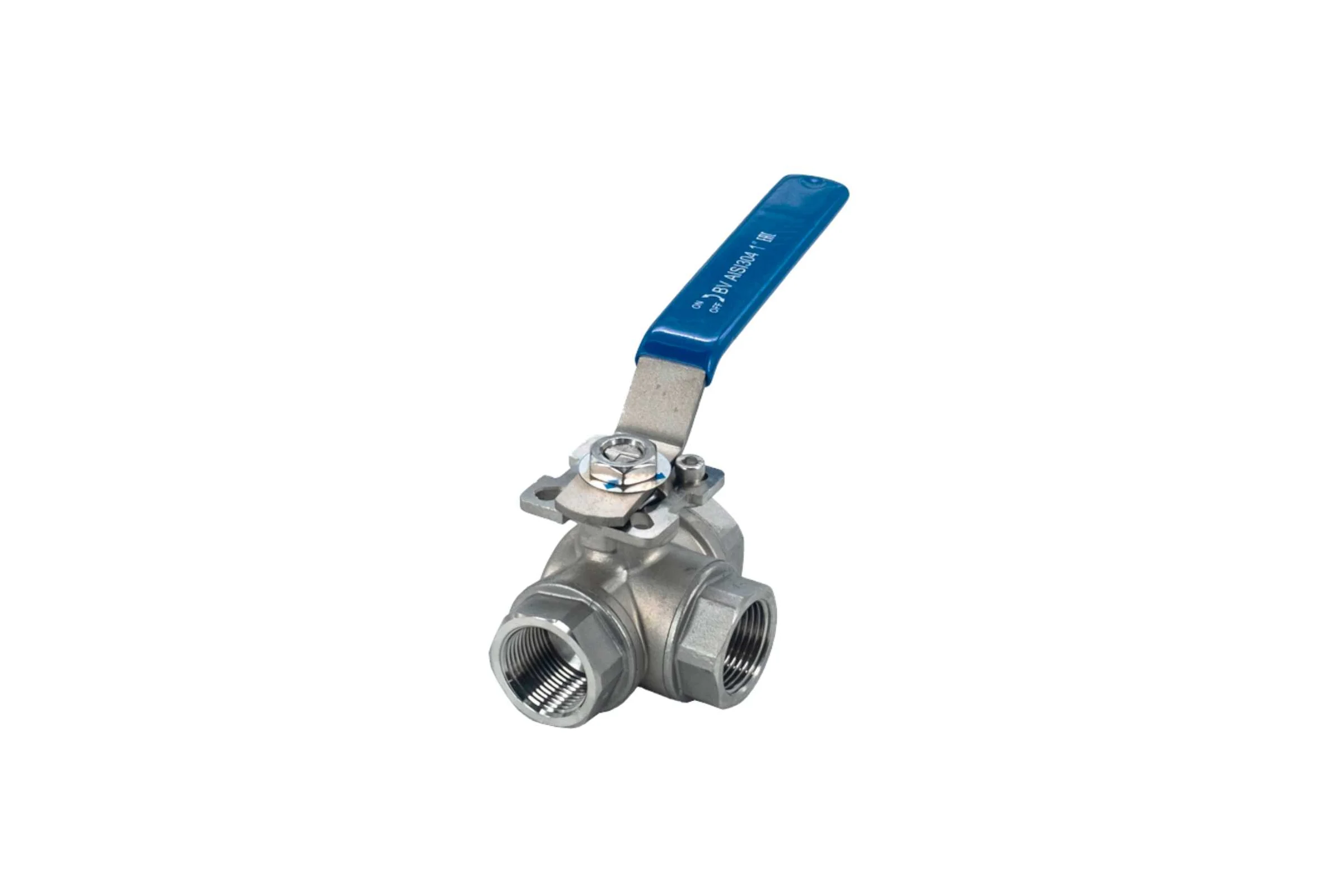 Кран шаровый трехходовой NEWKEY (L-тип) нержавеющий, AISI304 DN25 (1"), (CF8), PN64 NK-BTl25/4