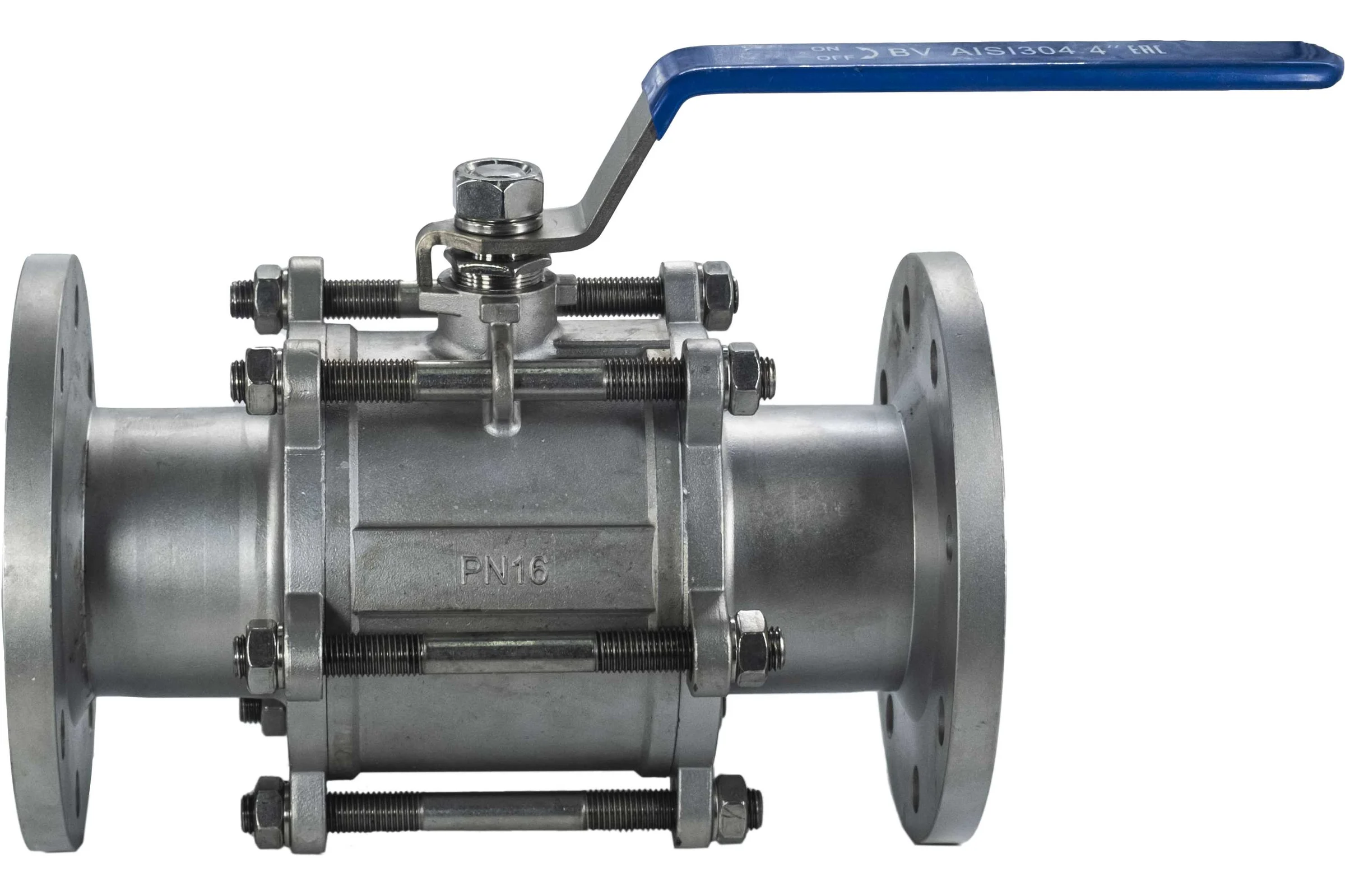 Кран шаровый фланцевый трехсоставной нержавеющий NEWKEY (3PC), AISI304 DN 100 (4"), (CF8), PN16 NK-BF100/4