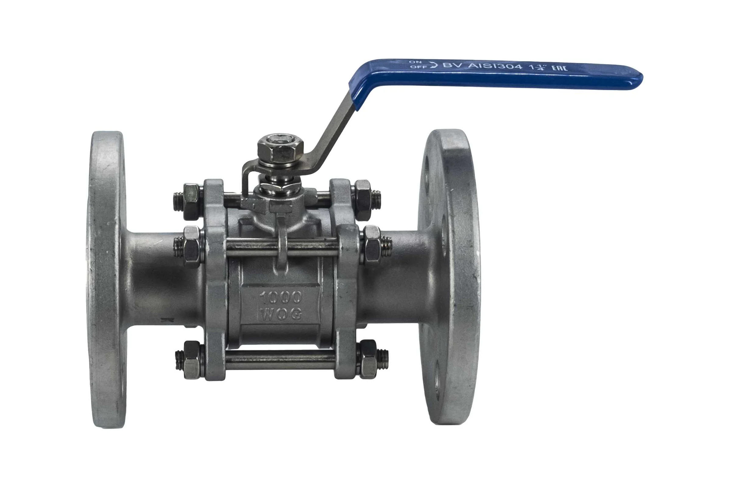 Кран шаровый фланцевый трехсоставной нержавеющий NEWKEY (3PC), AISI304 DN32 (1_1/4"), (CF8), PN16 NK-BF32/4