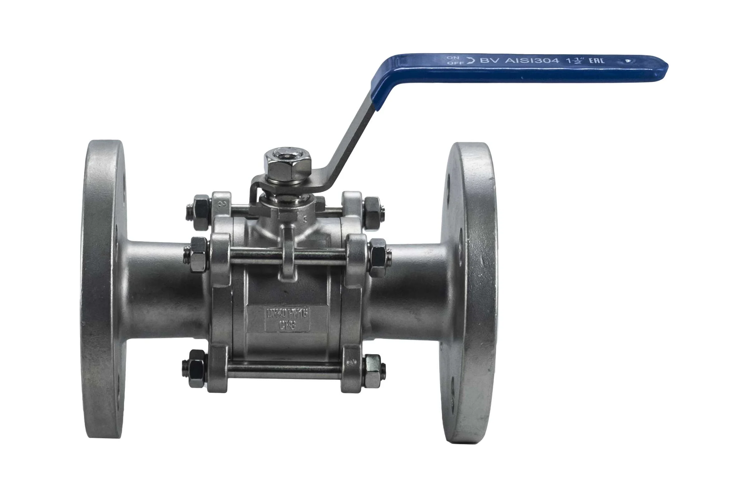Кран шаровый фланцевый трехсоставной нержавеющий NEWKEY (3PC), AISI304 DN40 (1_1/2"), (CF8), PN16 NK-BF40/4