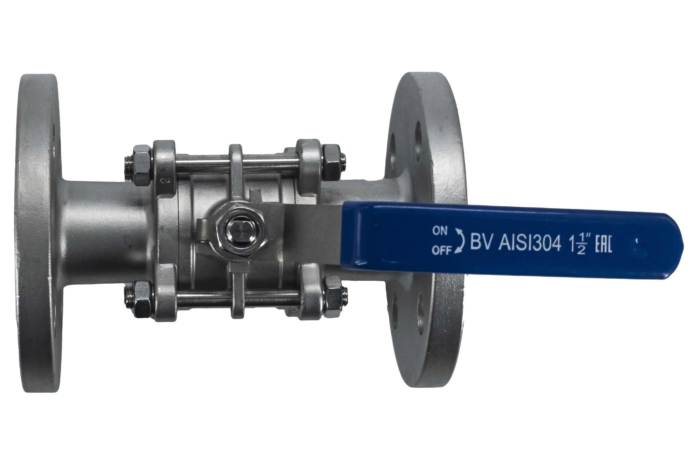 Кран шаровый фланцевый трехсоставной нержавеющий NEWKEY (3PC), AISI304 DN40 (1_1/2"), (CF8), PN16 NK-BF40/4