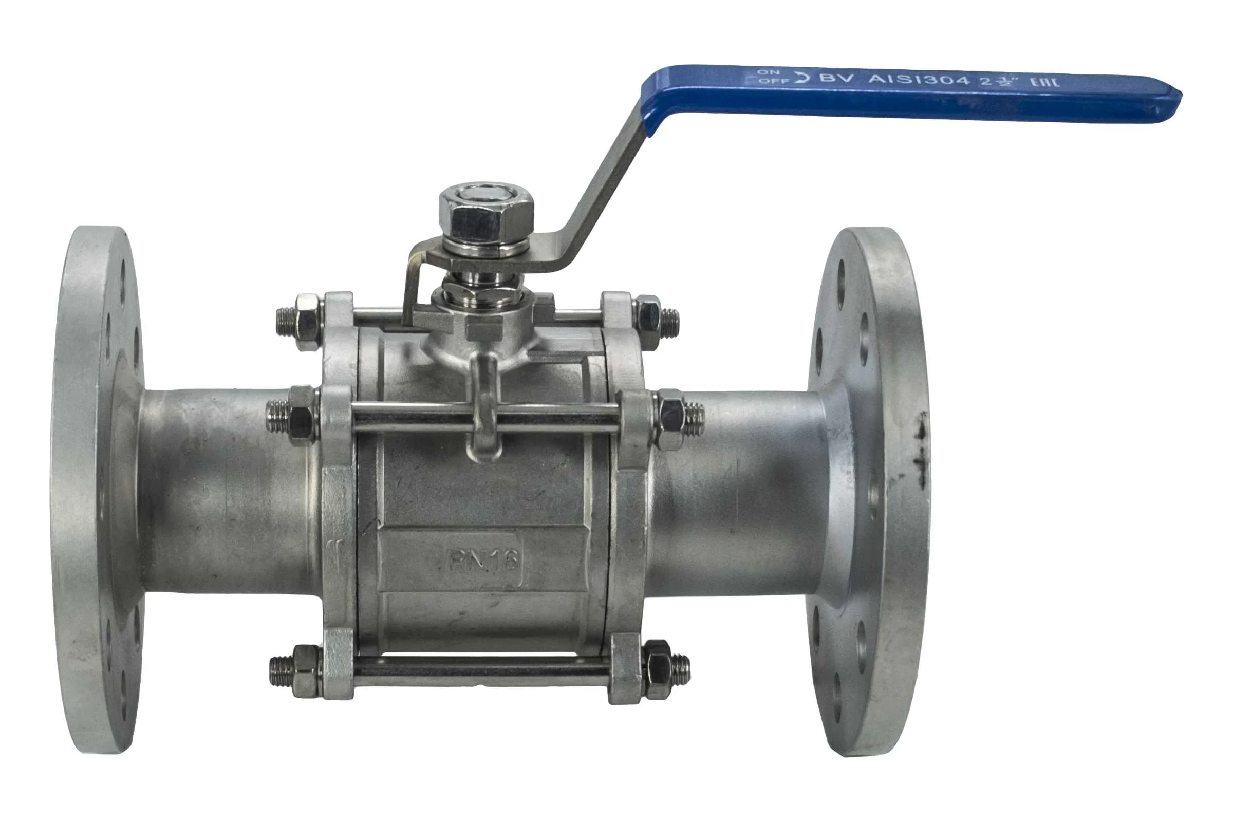 Кран шаровый фланцевый трехсоставной нержавеющий NEWKEY (3PC), AISI304 DN65 (2_1/2"), (CF8), PN16 NK-BF65/4