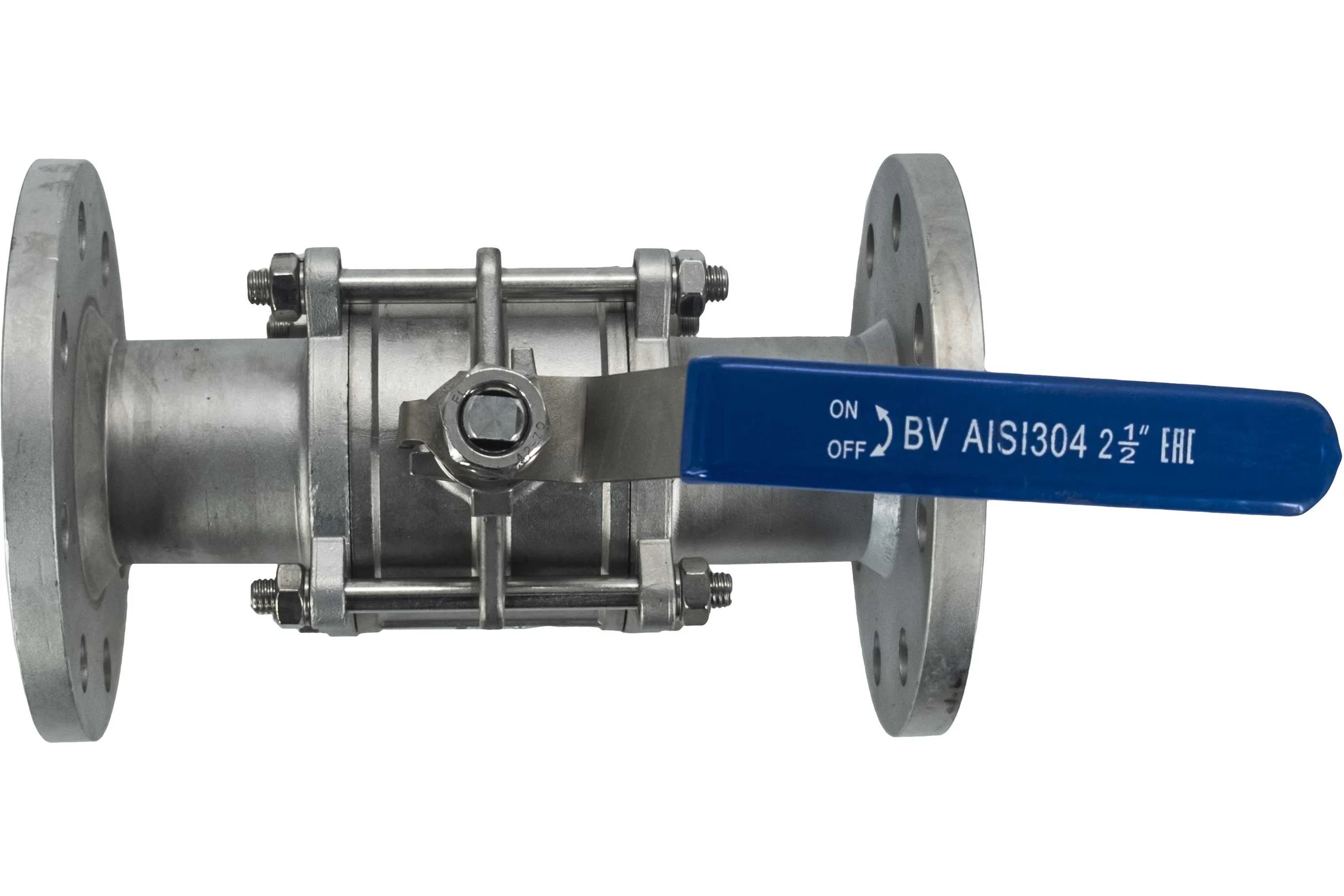 Кран шаровый фланцевый трехсоставной нержавеющий NEWKEY (3PC), AISI304 DN65 (2_1/2"), (CF8), PN16 NK-BF65/4