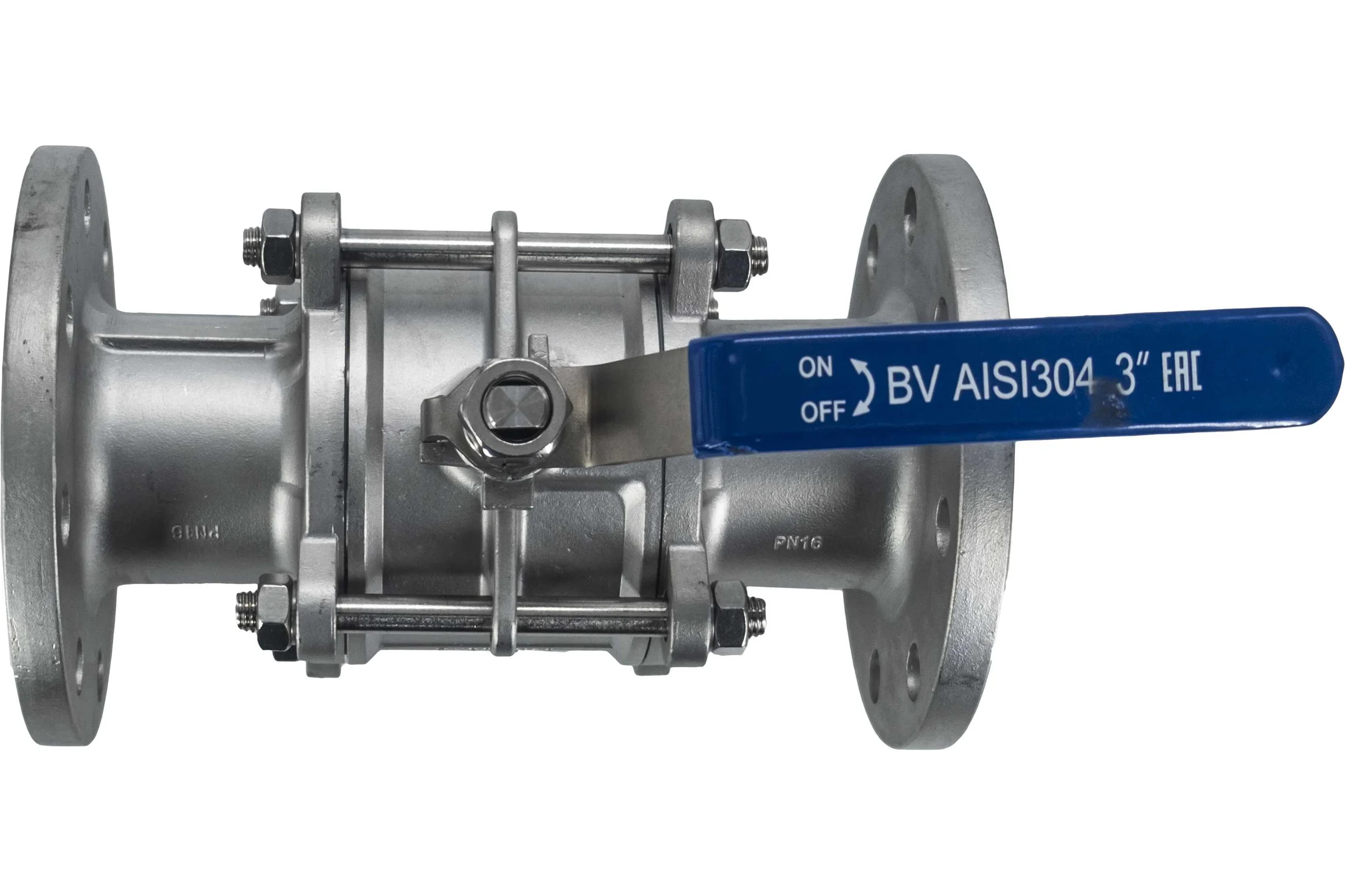 Кран шаровый фланцевый трехсоставной нержавеющий NEWKEY (3PC), AISI304 DN80 (3"), (CF8), PN16 NK-BF80/4