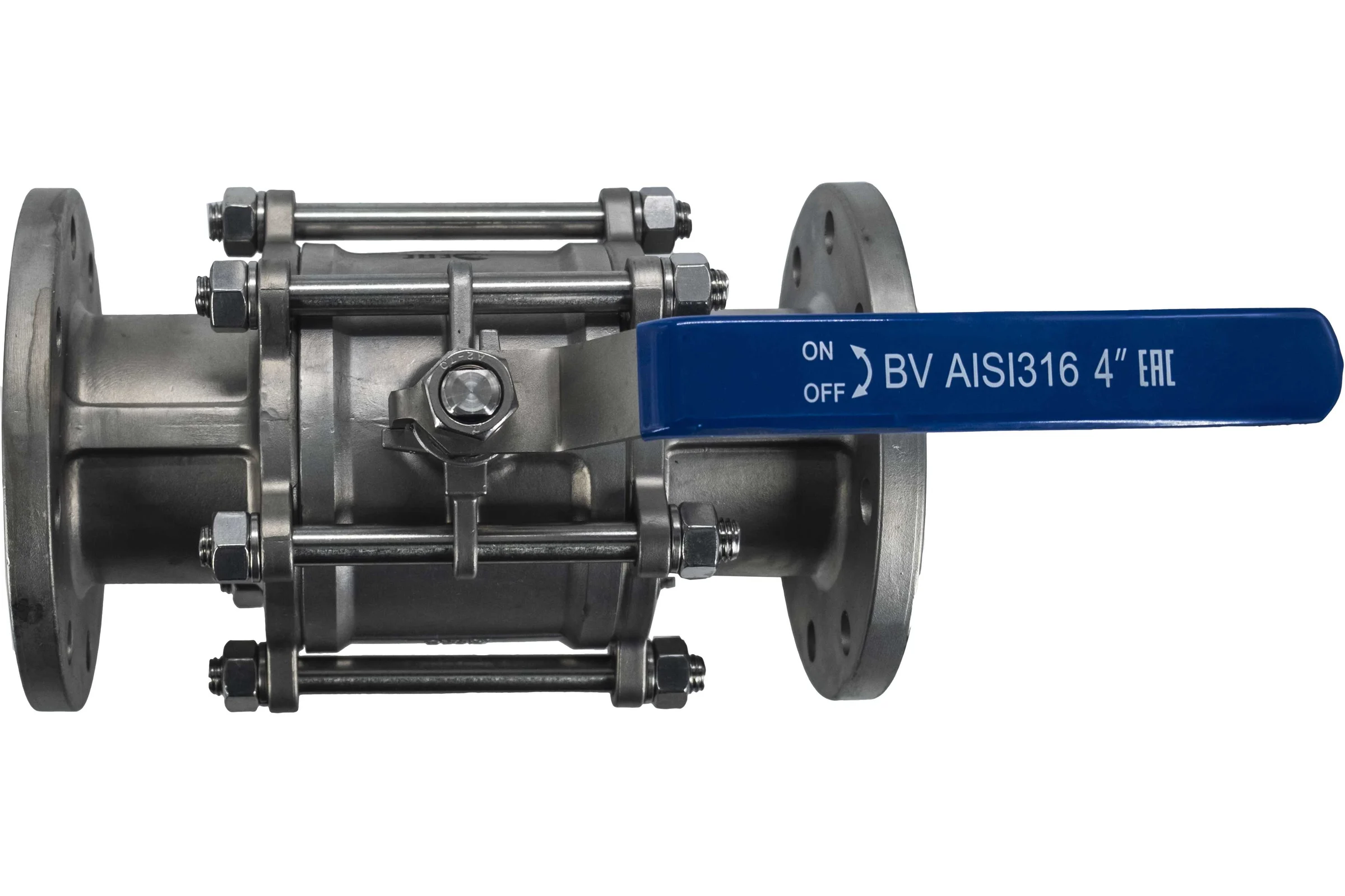 Кран шаровый фланцевый трехсоставной нержавеющий NEWKEY (3PC), AISI316 DN 100 (4"), (CF8M), PN16 NK-BF100/6