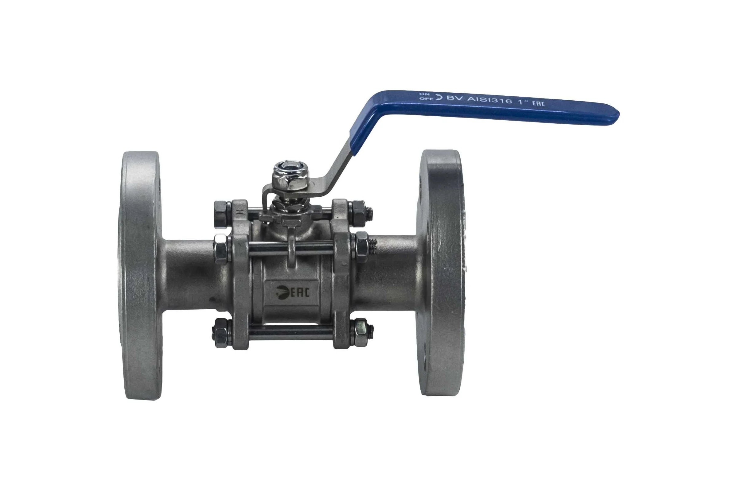 Кран шаровый фланцевый трехсоставной нержавеющий NEWKEY (3PC), AISI316 DN25 (1"), (CF8M), PN16 NK-BF25/6