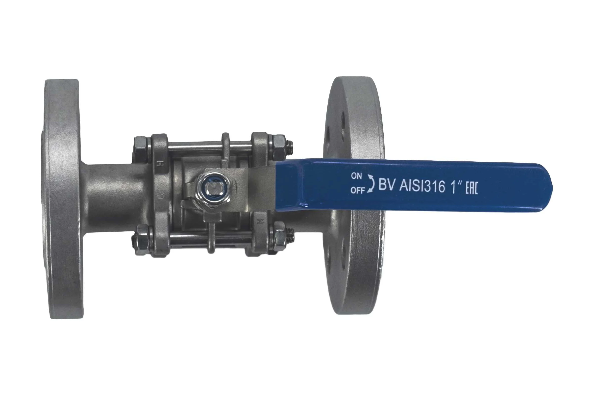 Кран шаровый фланцевый трехсоставной нержавеющий NEWKEY (3PC), AISI316 DN25 (1"), (CF8M), PN16 NK-BF25/6