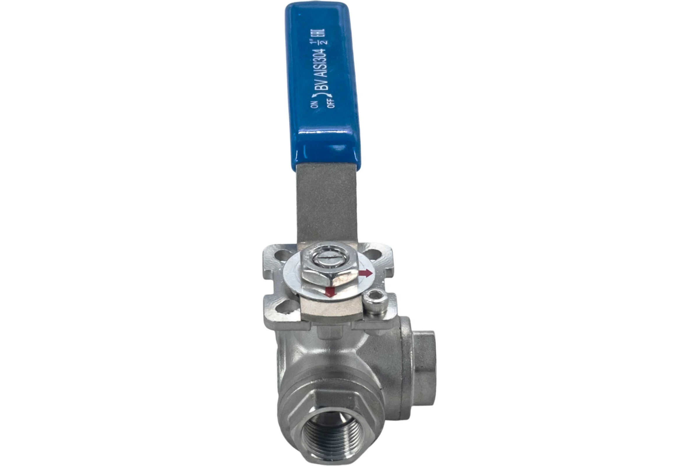 Кран шаровый трехходовой NEWKEY (L-тип) нержавеющий, AISI304 DN15 (1/2"), (CF8), PN64 NK-BTl15/4