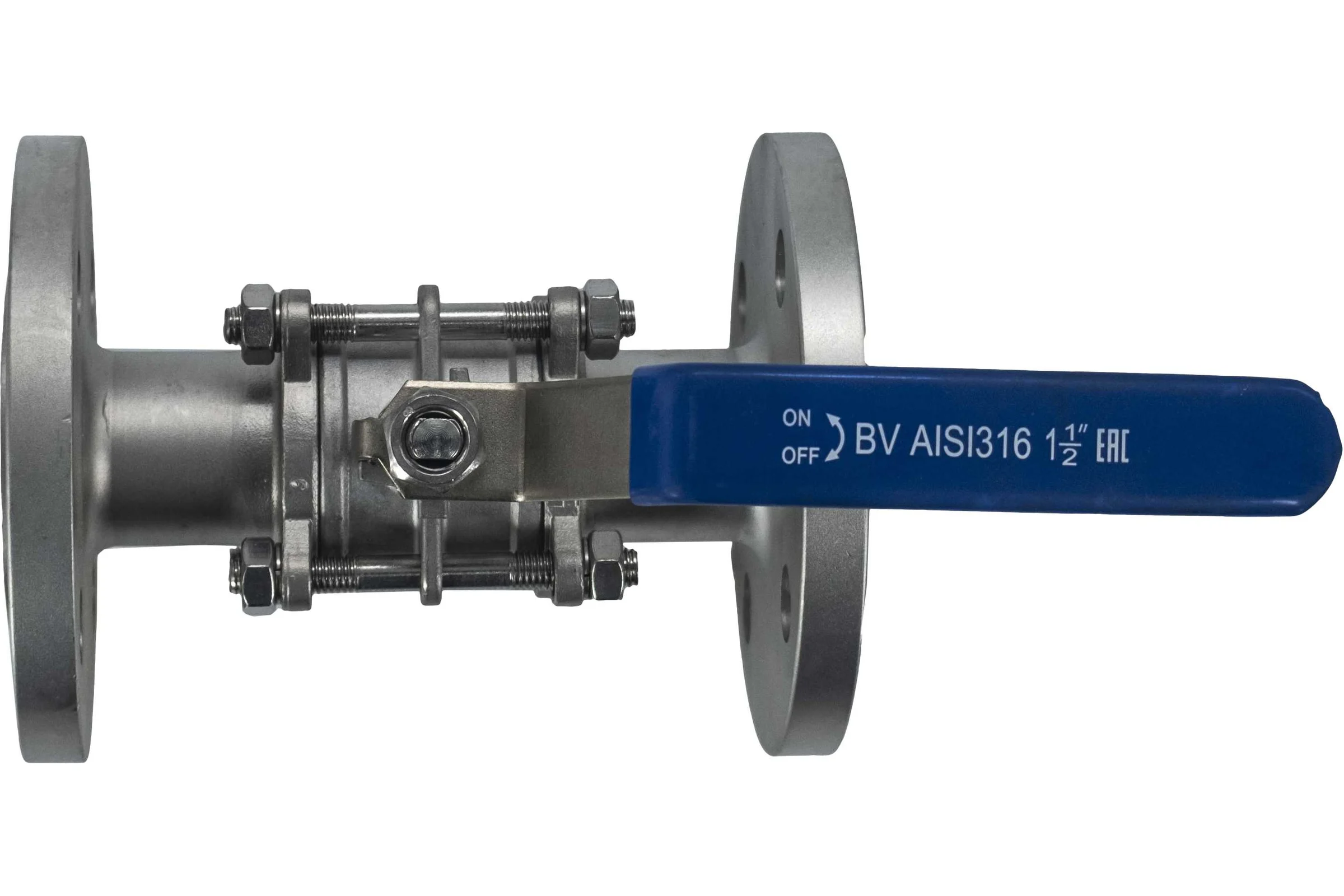 Кран шаровый фланцевый трехсоставной нержавеющий NEWKEY (3PC), AISI316 DN40 (1_1/2"), (CF8M), PN16 NK-BF40/6