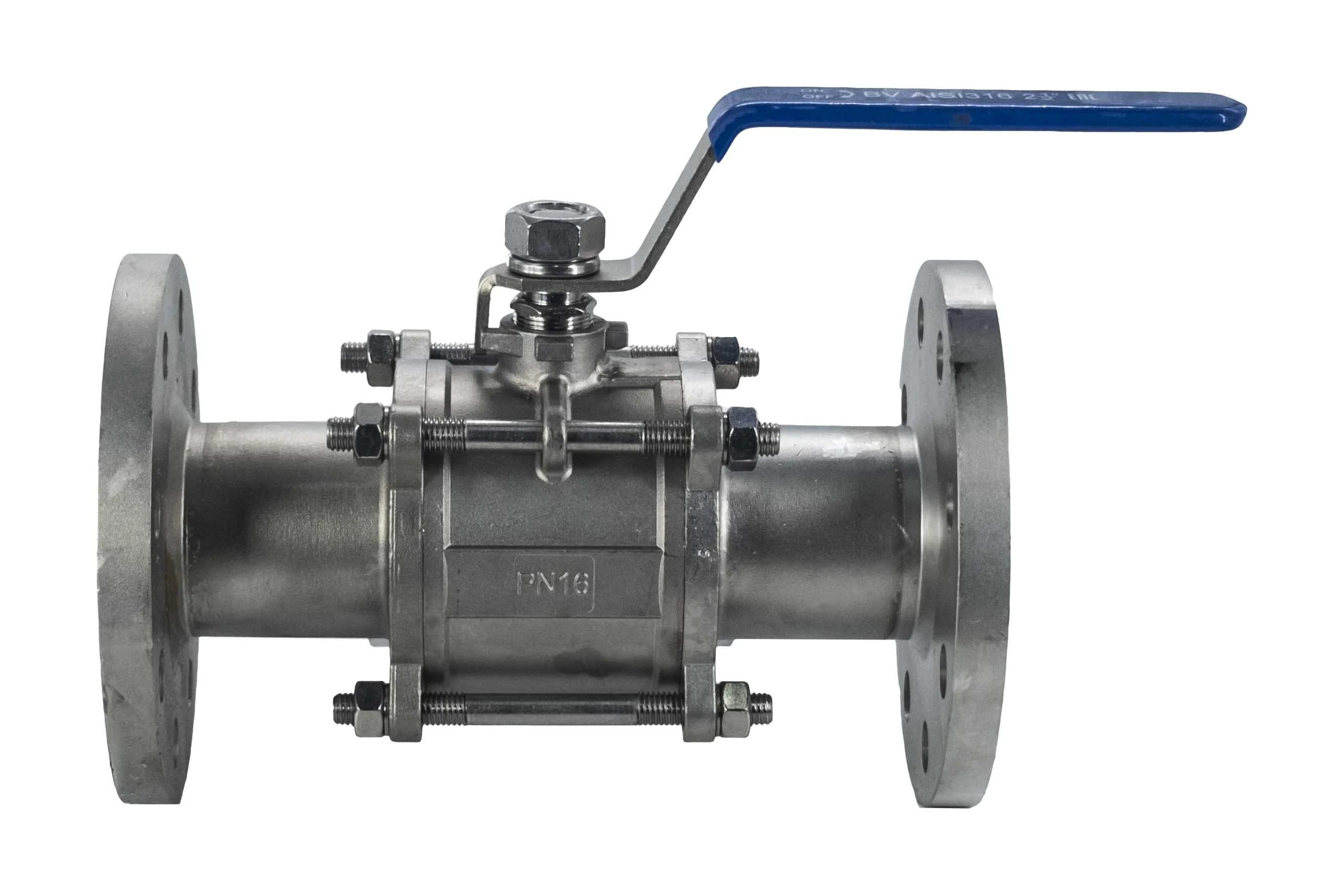 Кран шаровый фланцевый трехсоставной нержавеющий NEWKEY (3PC), AISI316 DN65 (2_1/2"), (CF8M), PN16 NK-BF65/6