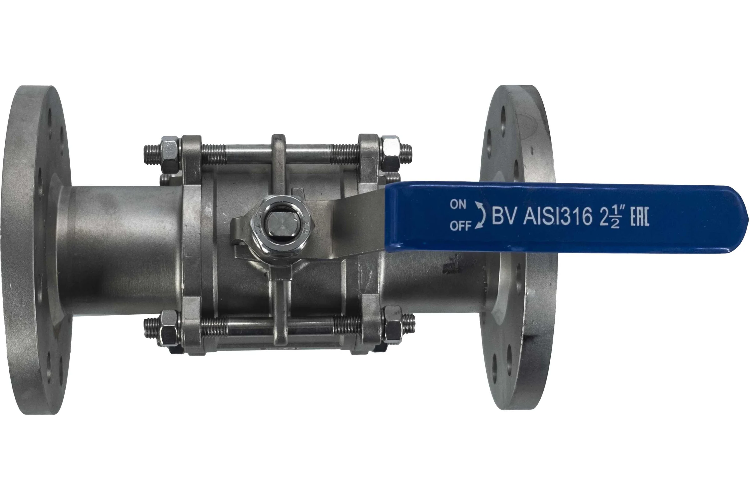 Кран шаровый фланцевый трехсоставной нержавеющий NEWKEY (3PC), AISI316 DN65 (2_1/2"), (CF8M), PN16 NK-BF65/6