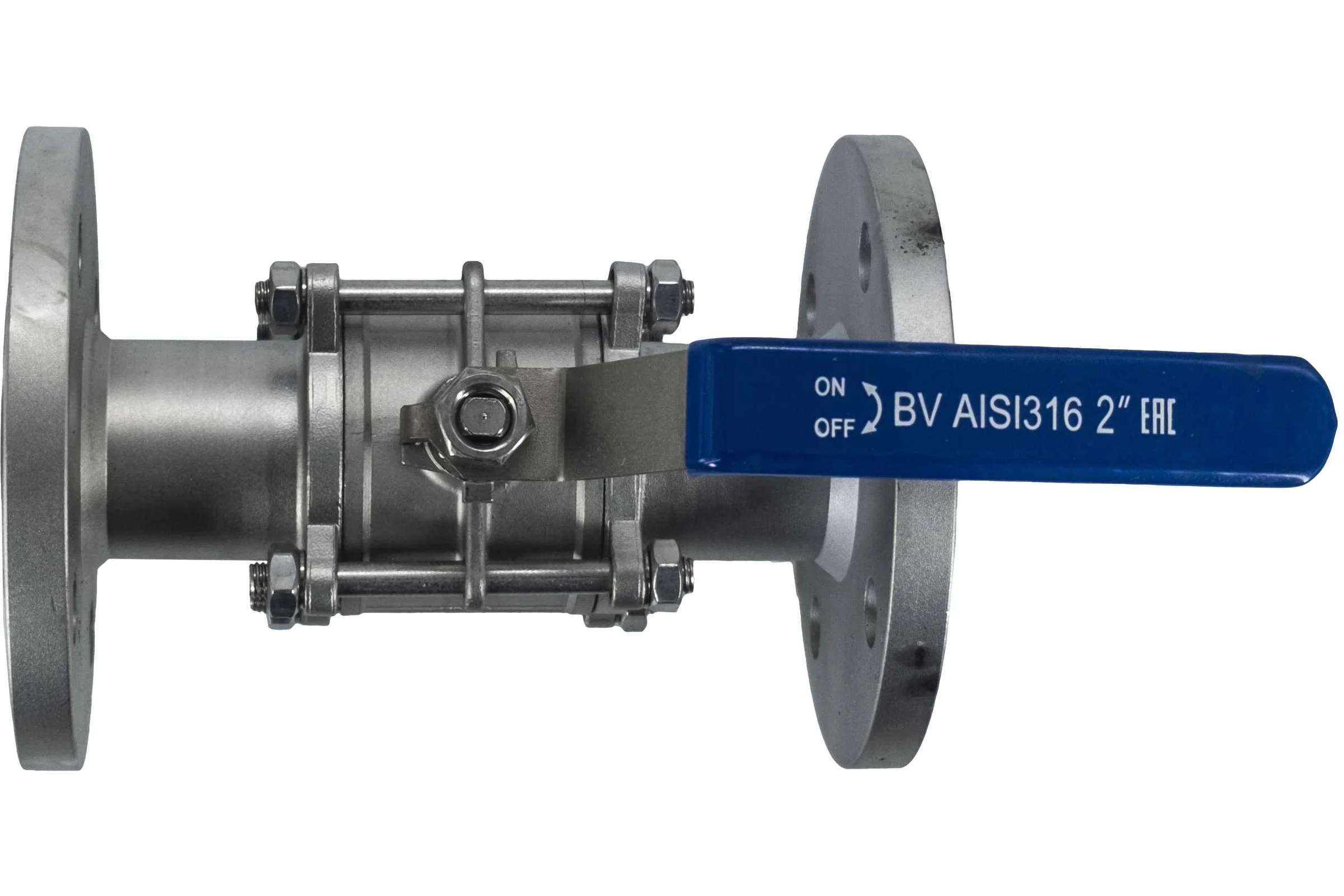 Кран шаровый фланцевый трехсоставной нержавеющий NEWKEY (3PC), AISI316 DN50 (2"), (CF8M), PN16 NK-BF50/6