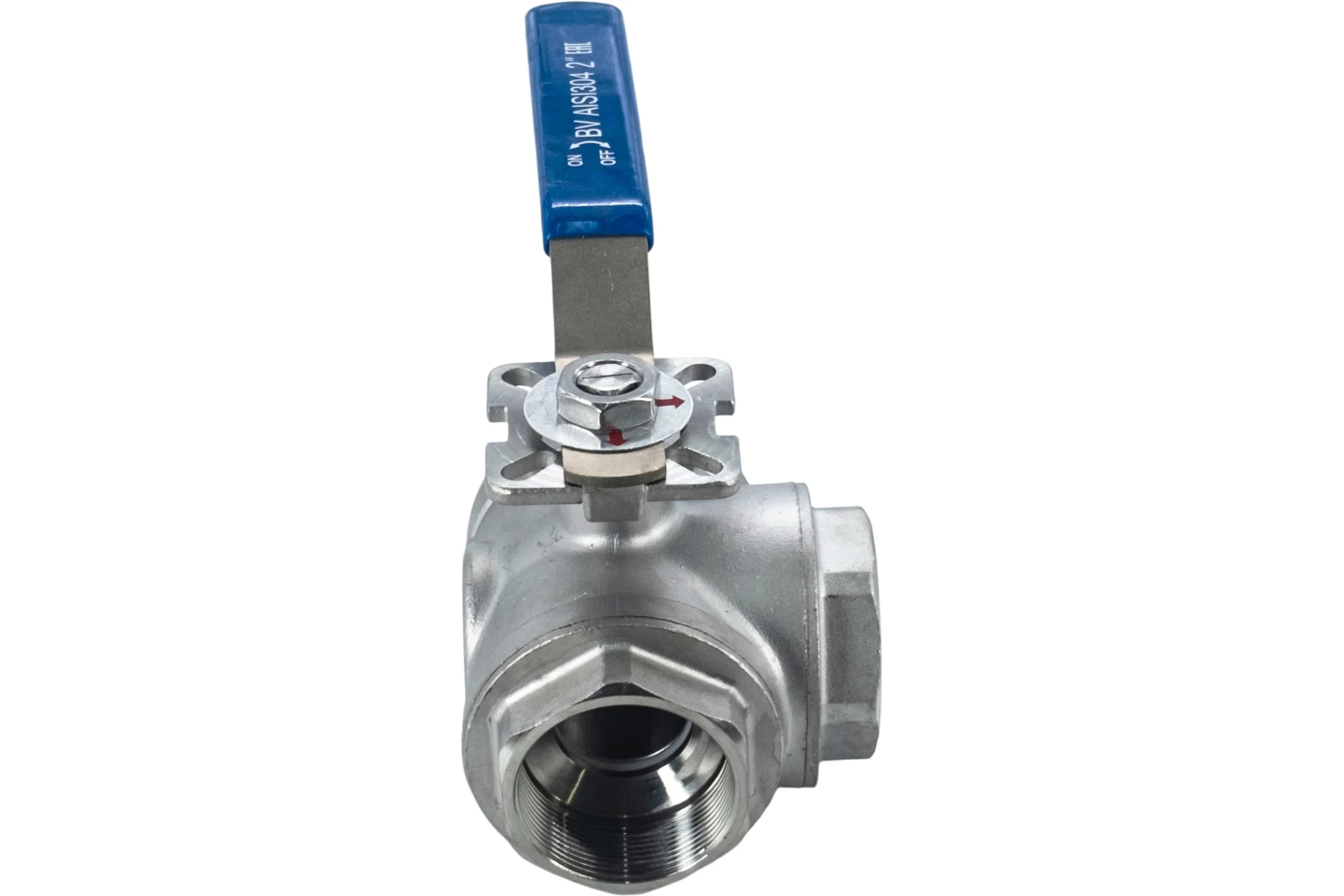 Кран шаровый трехходовой NEWKEY (L-тип) нержавеющий, AISI304 DN50 (2"), (CF8), PN40 NK-BTl50/4