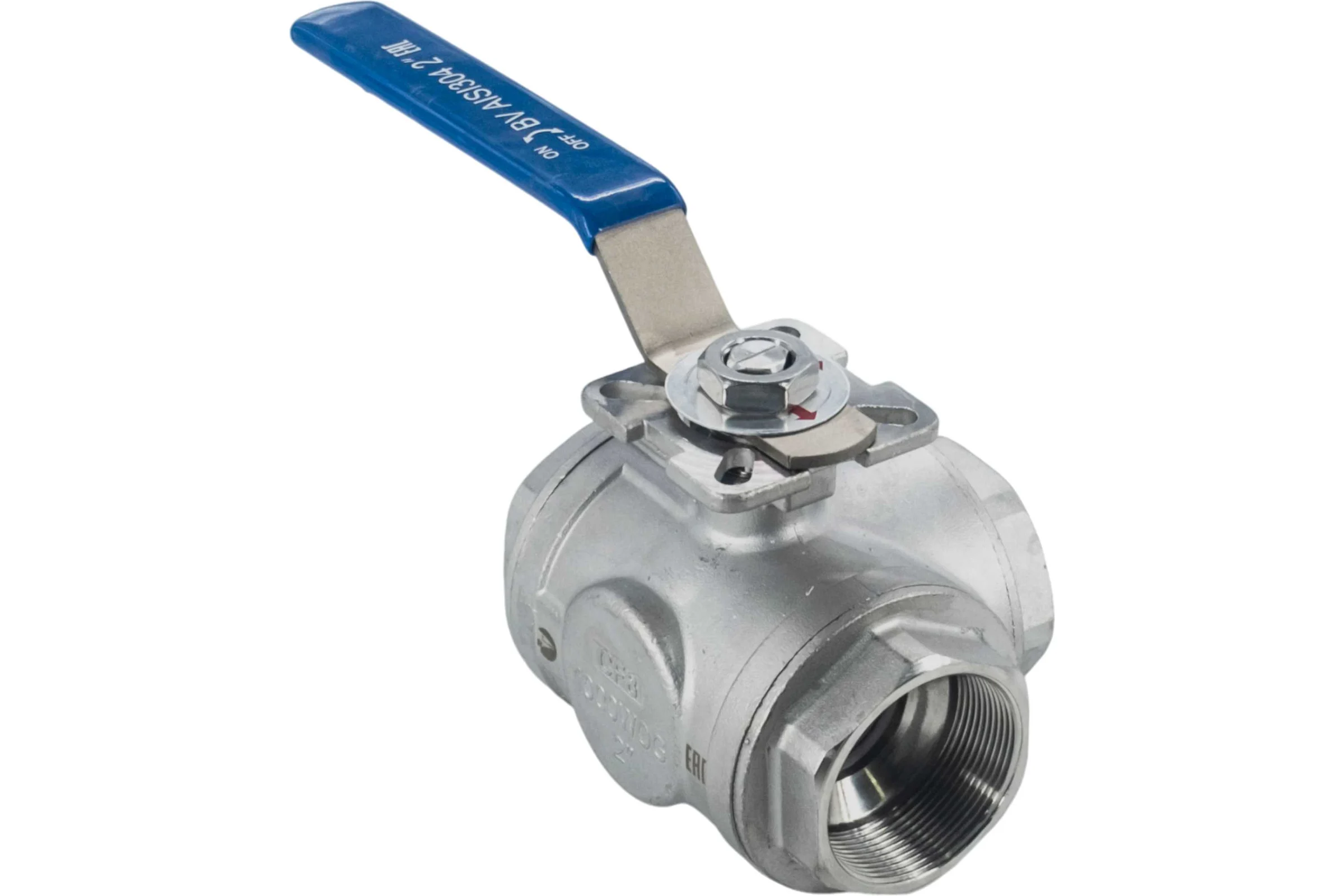 Кран шаровый трехходовой NEWKEY (L-тип) нержавеющий, AISI304 DN50 (2"), (CF8), PN40 NK-BTl50/4