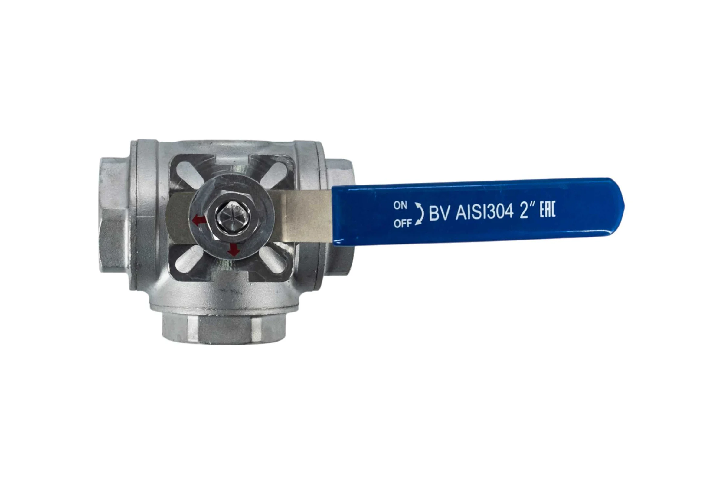 Кран шаровый трехходовой NEWKEY (L-тип) нержавеющий, AISI304 DN50 (2"), (CF8), PN40 NK-BTl50/4