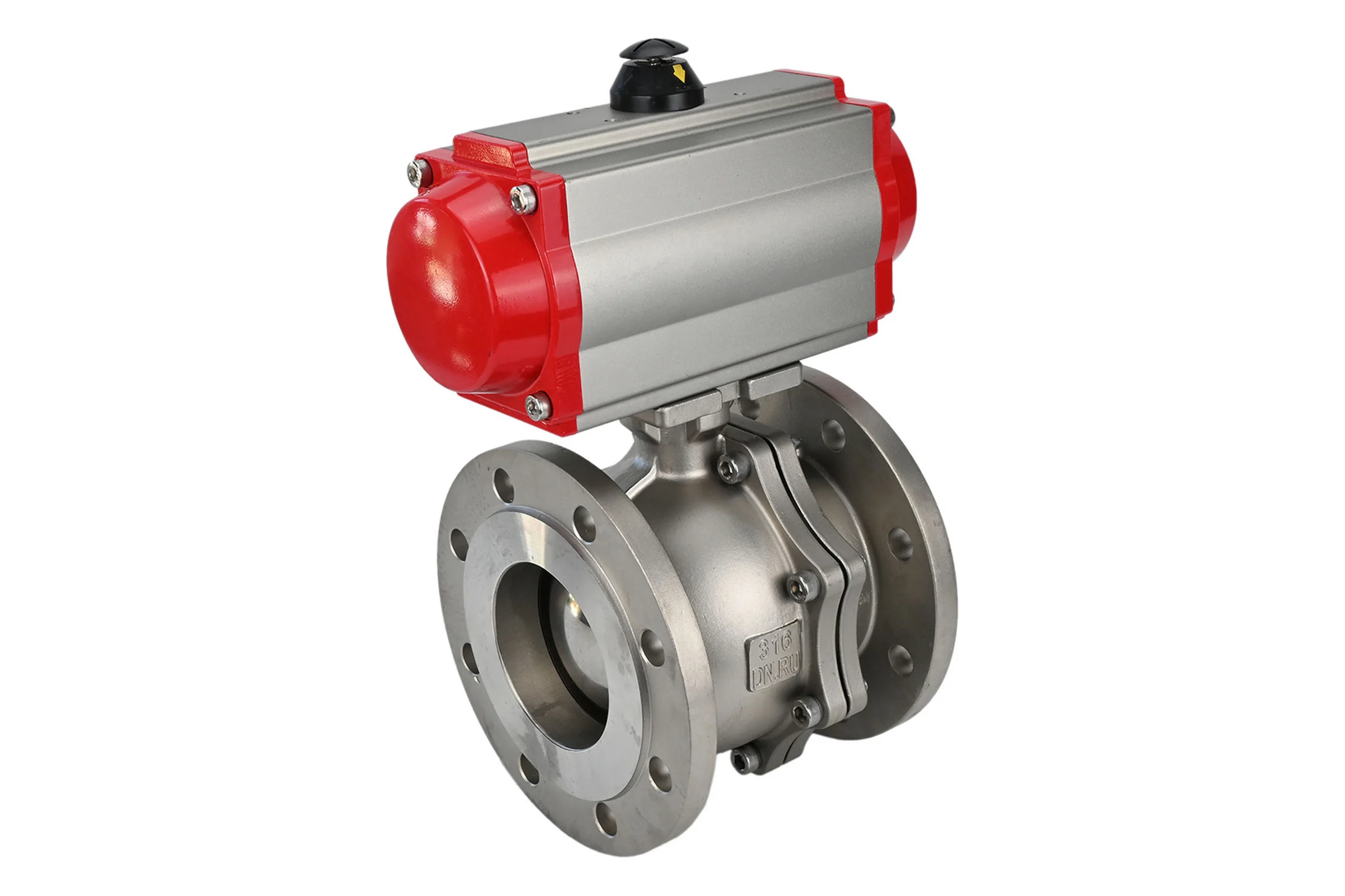 Шаровой кран DN.ru КШФП.316.200 Ду100 Ру16 с пневмоприводом D160-01968