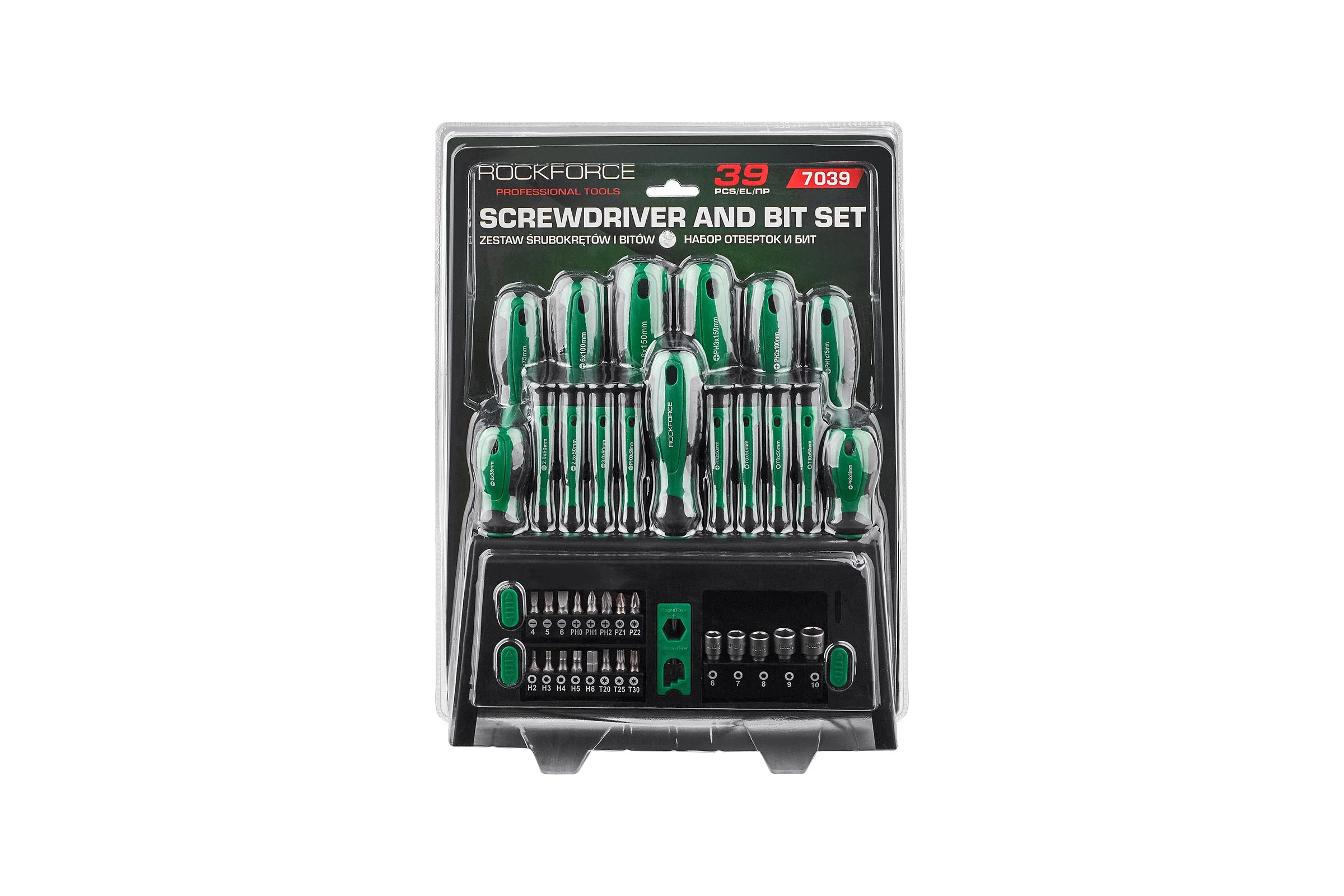 Отвертки в комплекте с битами Rockforce набор 39 предметов RF-7039(66008)
