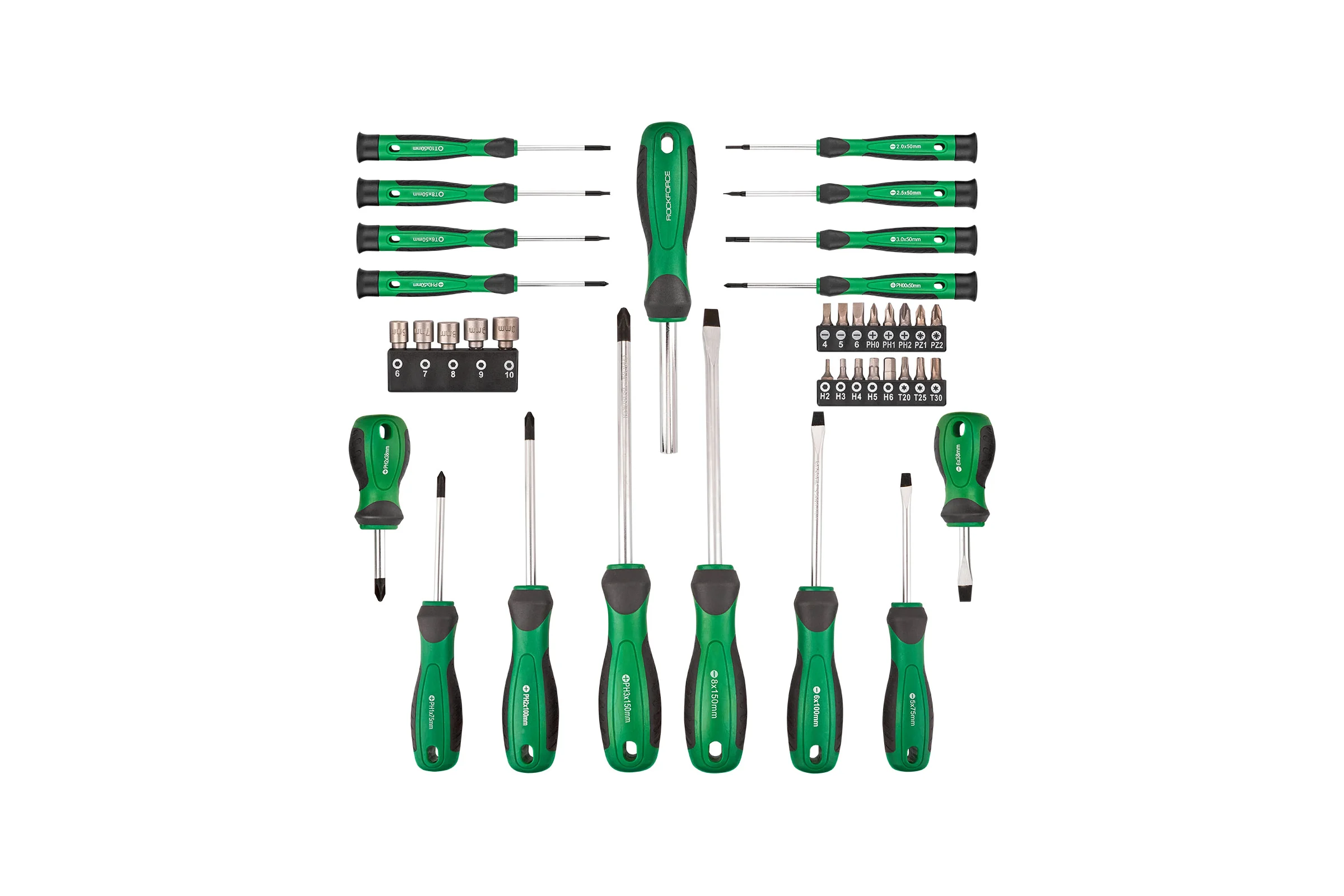 Отвертки в комплекте с битами Rockforce набор 39 предметов RF-7039(66008)