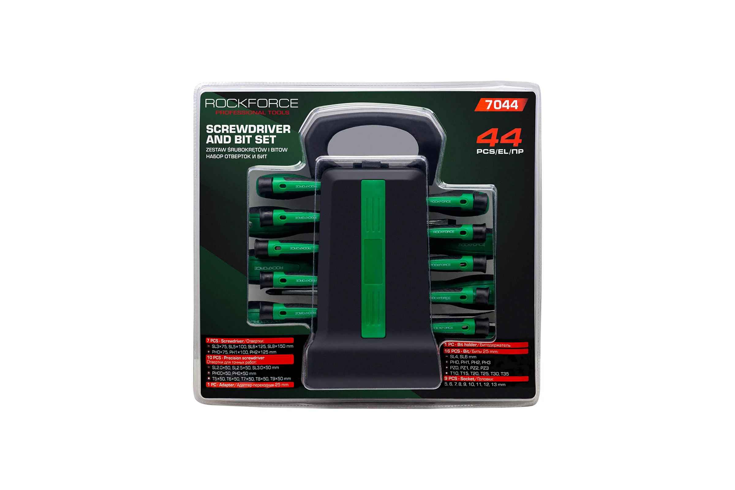 Отвертки в комплекте с битами Rockforce набор 44 предмета RF-7044(66009)