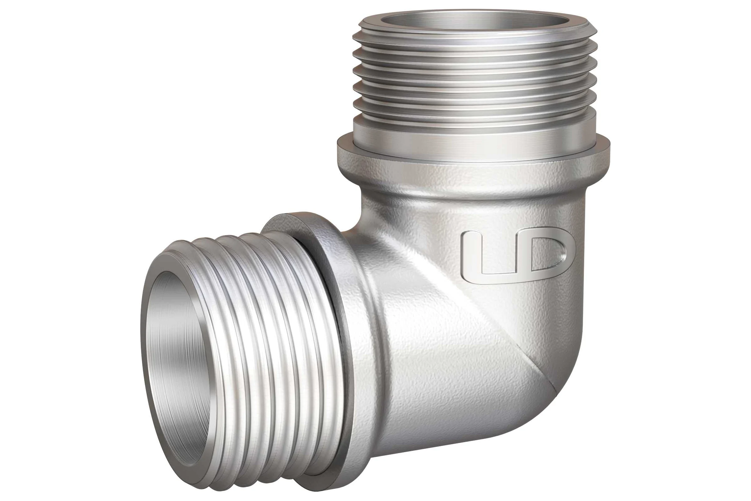 Угол 90 гр LD PRIDE DN20 (3/4") НР/НР латунь никель с биркой LD.67.537.20