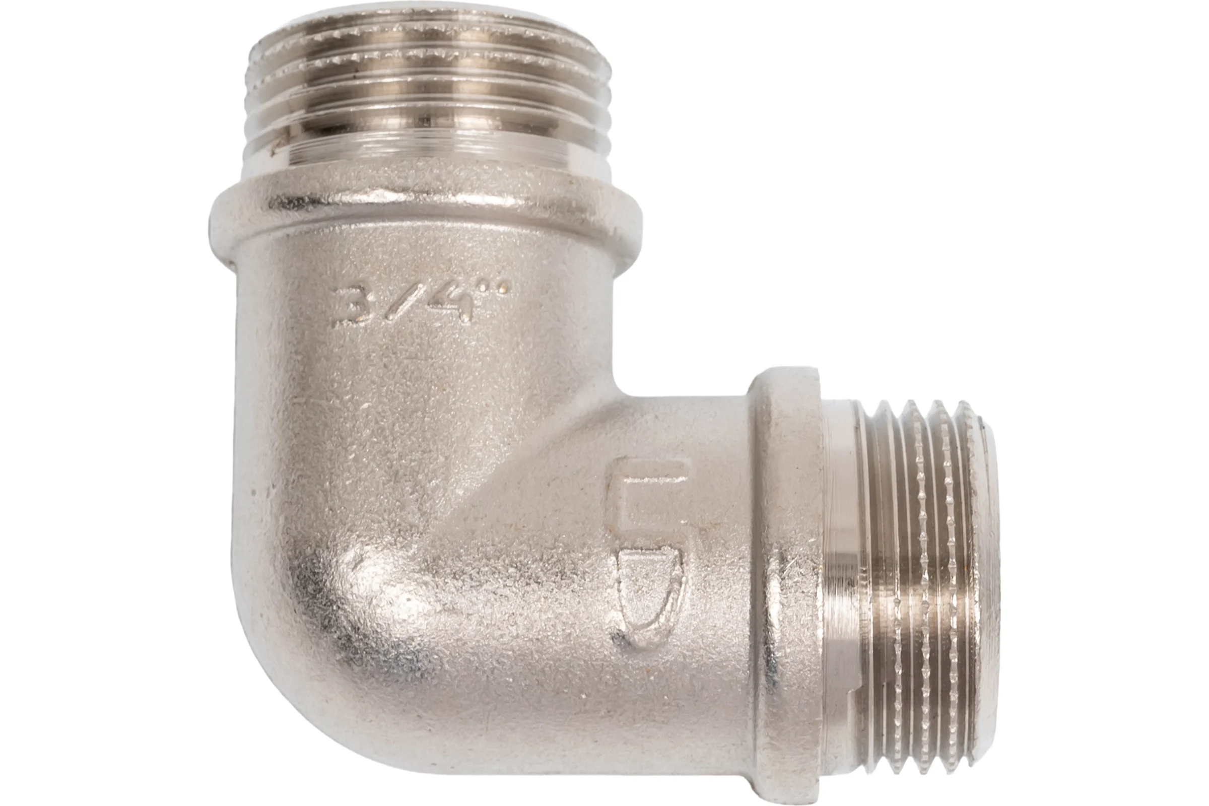 Угол 90 гр LD PRIDE DN20 (3/4") НР/НР латунь никель с биркой LD.67.537.20