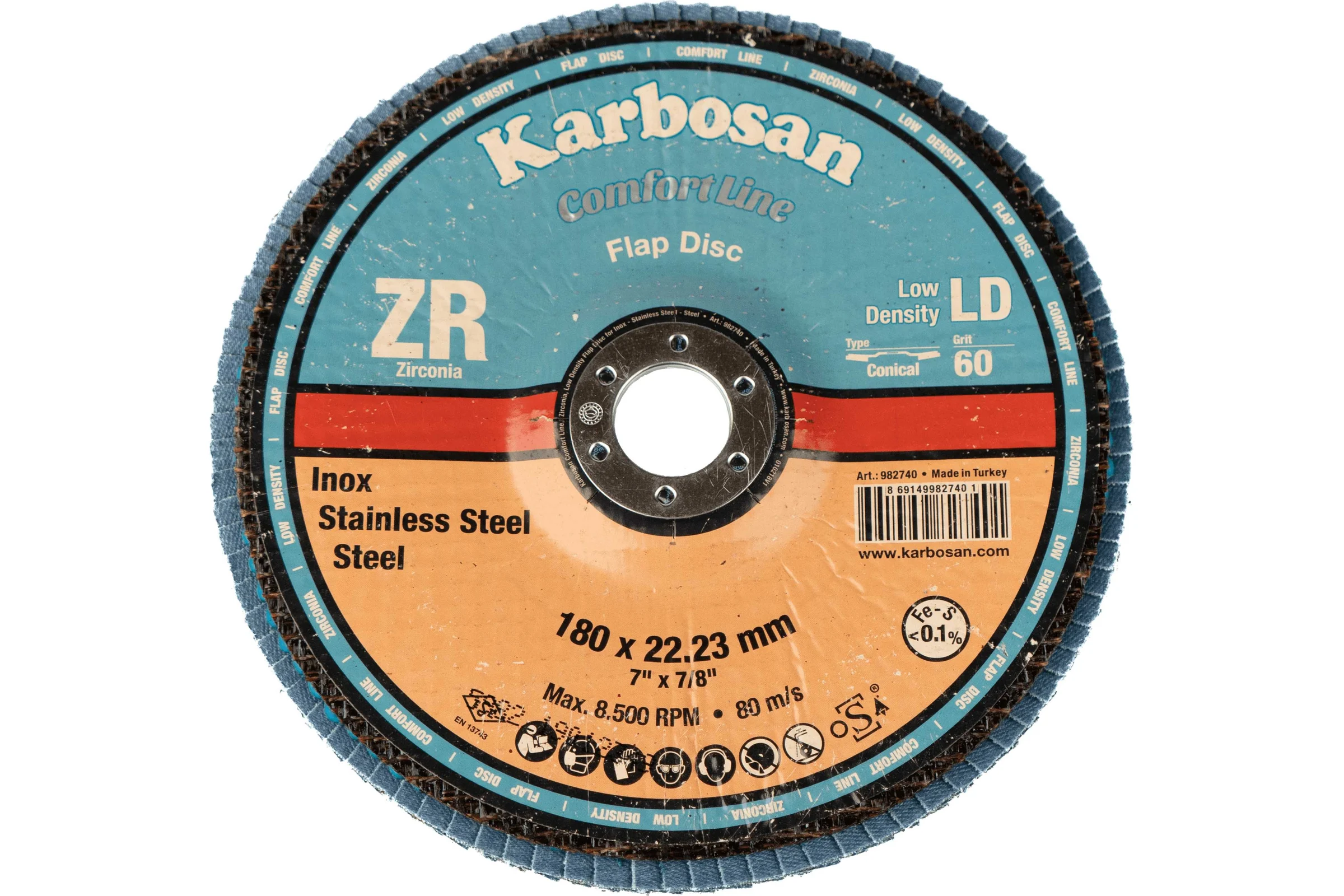 Диск лепестковый INOX 180х22 мм низкой плотности Karbosan KAR-982740