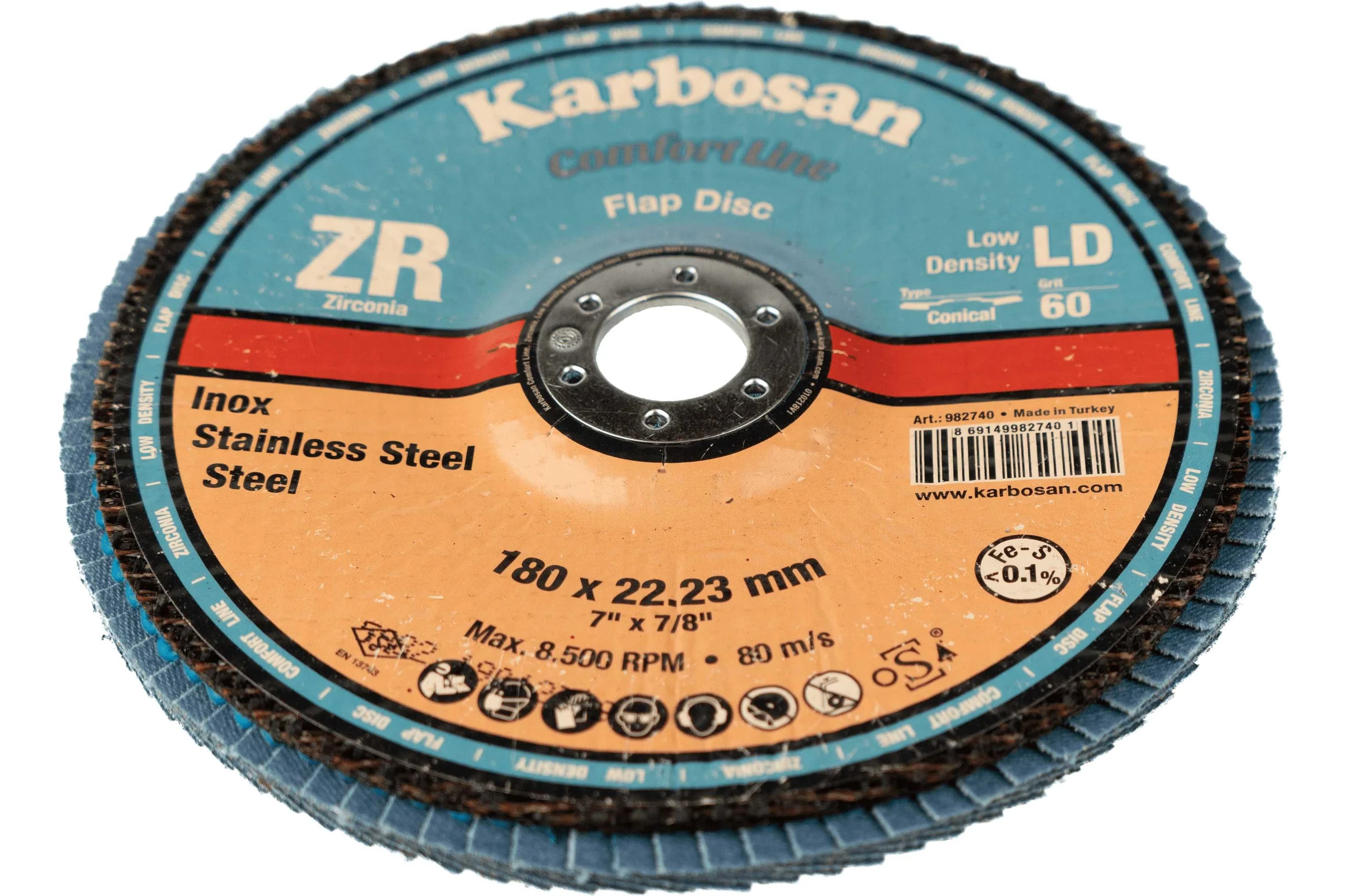 Диск лепестковый INOX 180х22 мм низкой плотности Karbosan KAR-982740