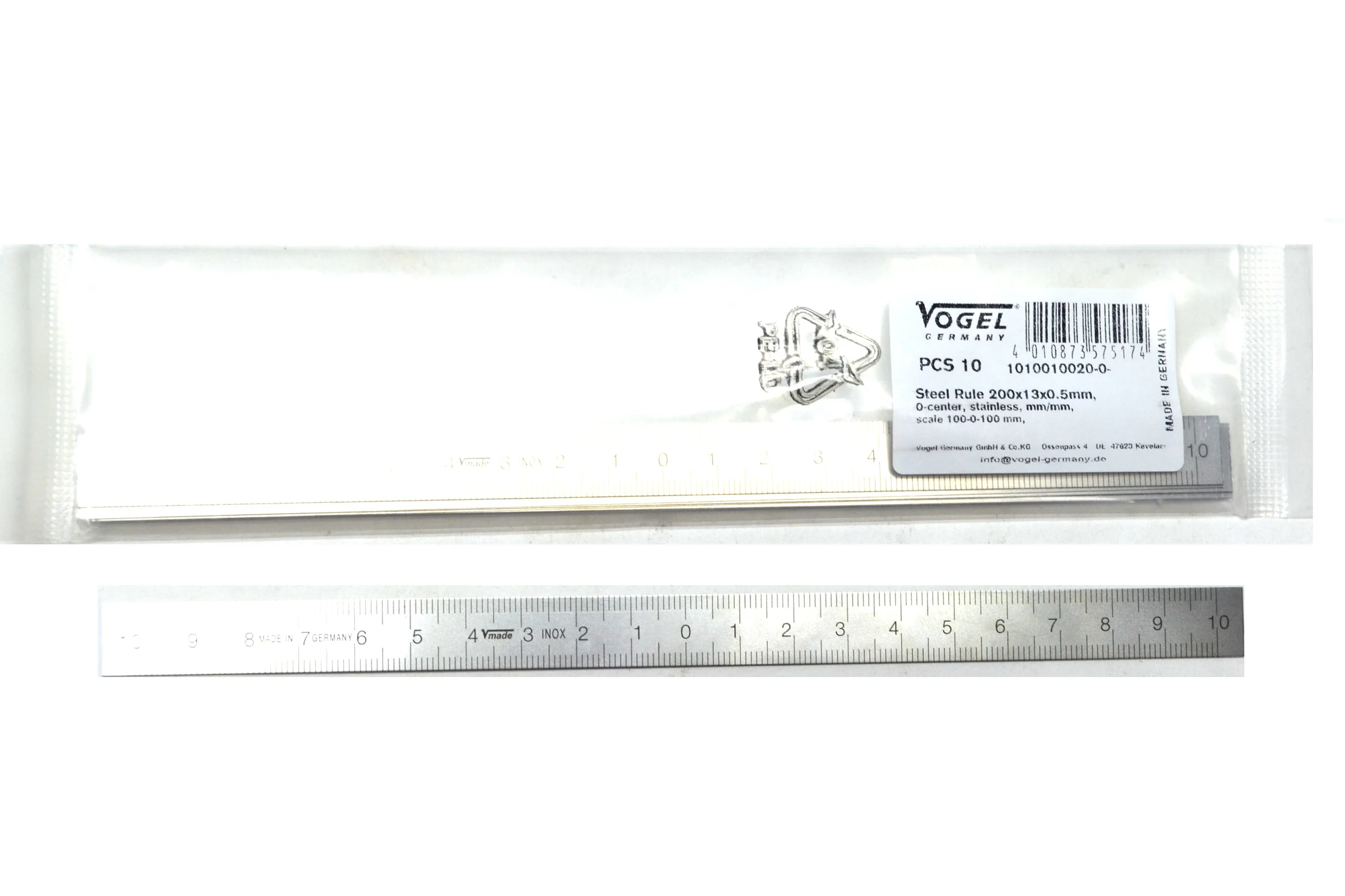 Линейка нержавеющая Vogel 200x13x0.5, 1мм/1мм 1010010020