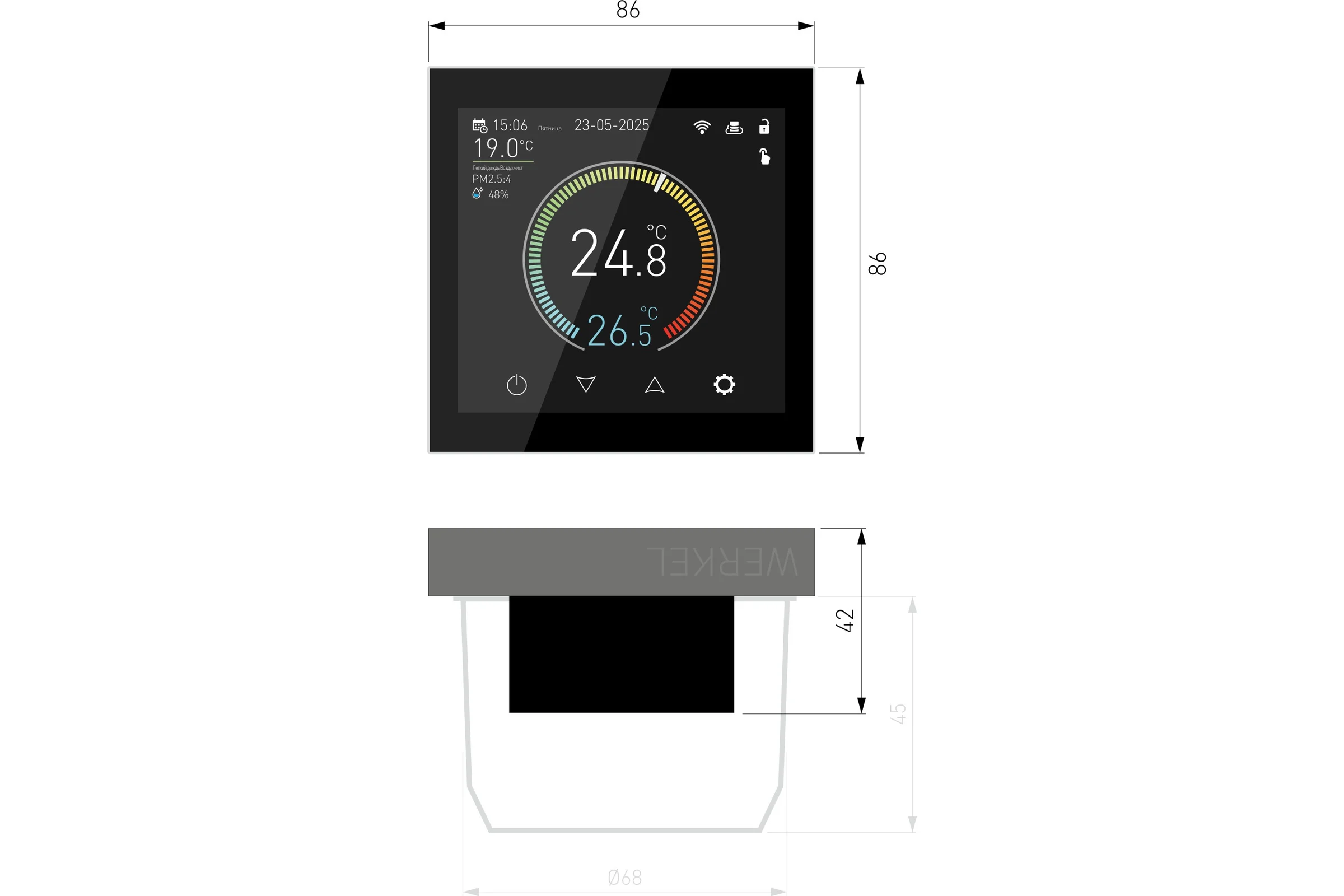 Умный сенсорный терморегулятор Werkel с LCD дисплеем W1851108 черный a071214