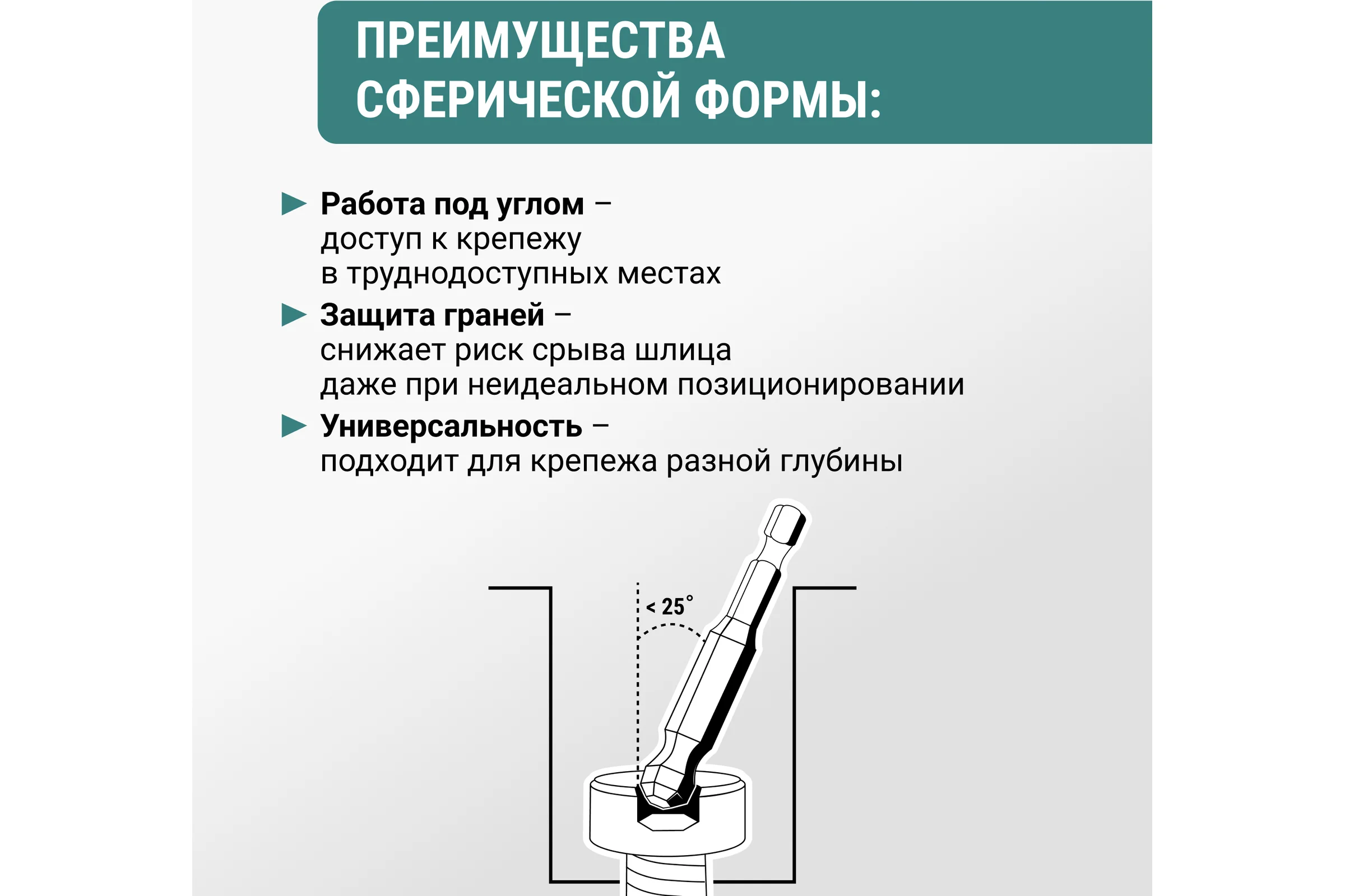 Набор бит VIRA HEX 65 мм, со сферической головкой, 7 шт 303250