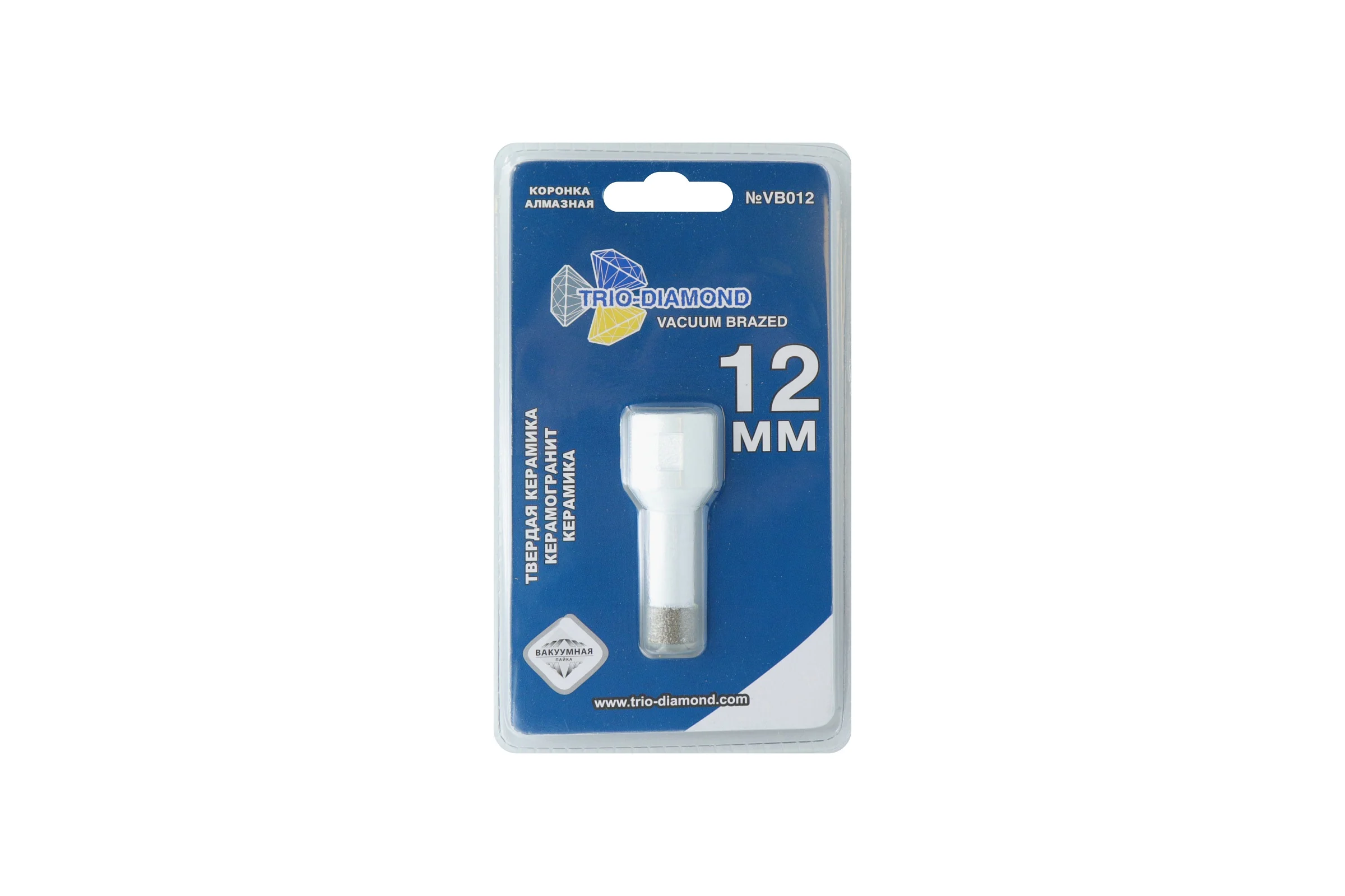 Коронка алмазная по керамограниту TRIO-DIAMOND 12 мм, m14, Vacuum Brazed, VB012