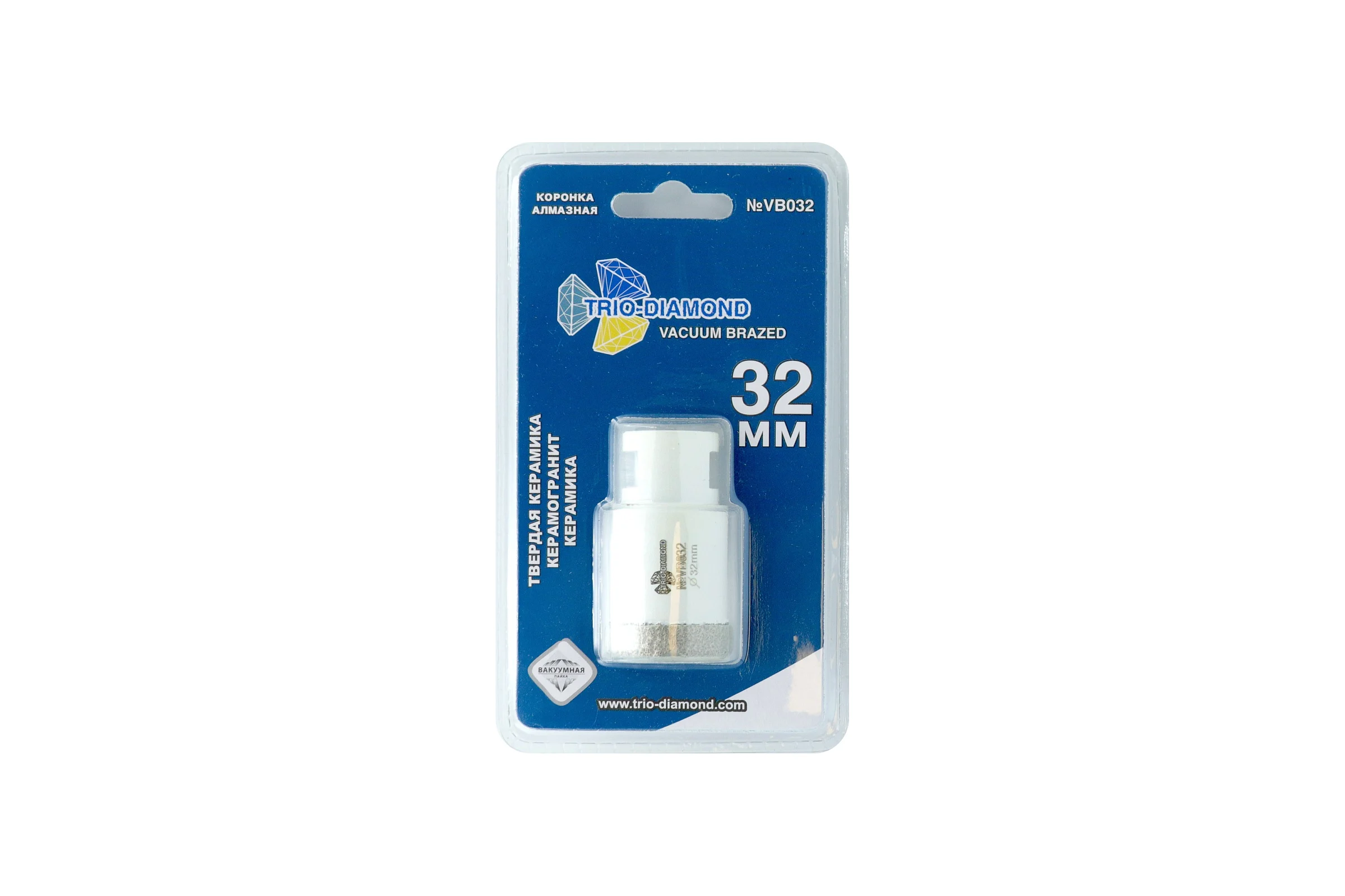 Коронка алмазная по керамограниту TRIO-DIAMOND 32 мм, m14, Vacuum Brazed, VB032