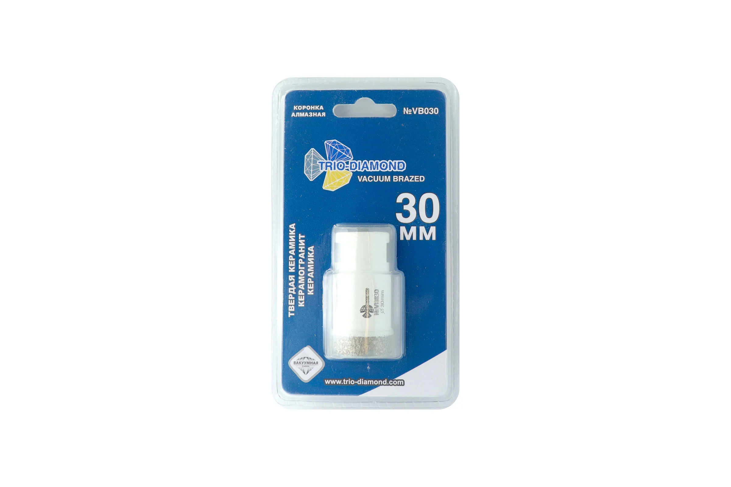 Коронка алмазная по керамограниту TRIO-DIAMOND 30 мм, m14, Vacuum Brazed, VB030