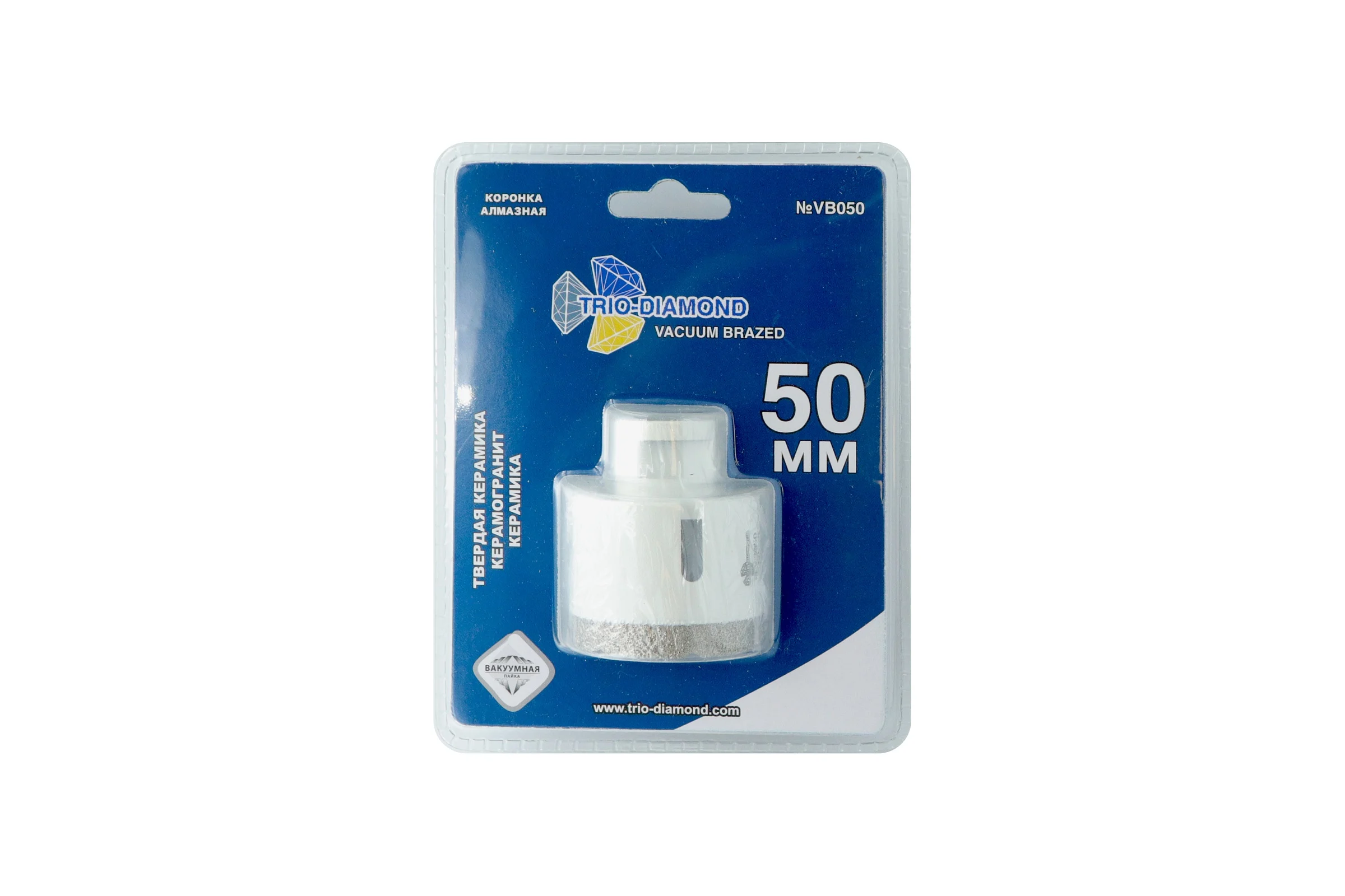 Коронка алмазная по керамограниту TRIO-DIAMOND 50 мм, m14, Vacuum Brazed, VB050