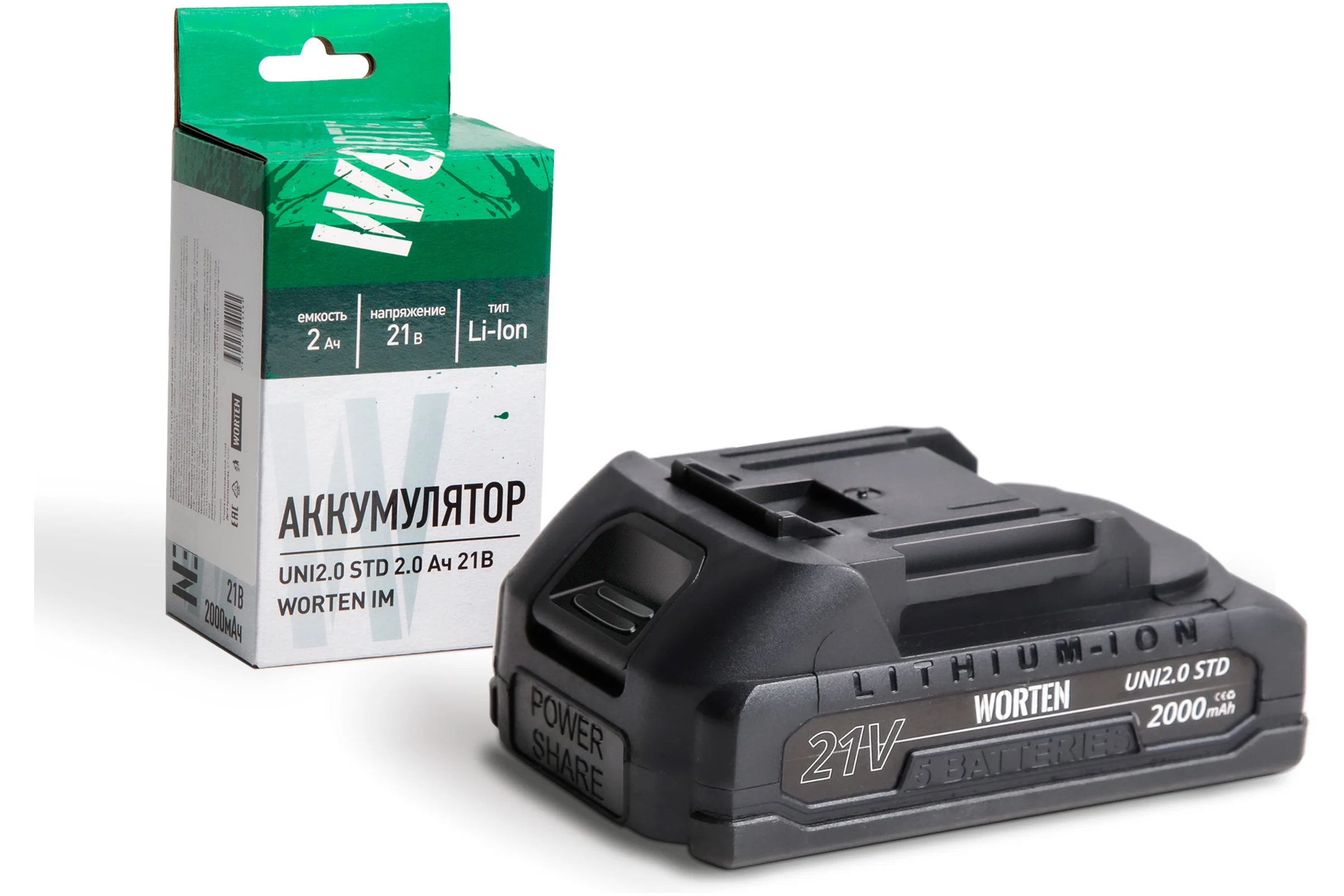 Аккумулятор WORTEN UNI2.0 STD, 2.0Ач 21В КА-90000584