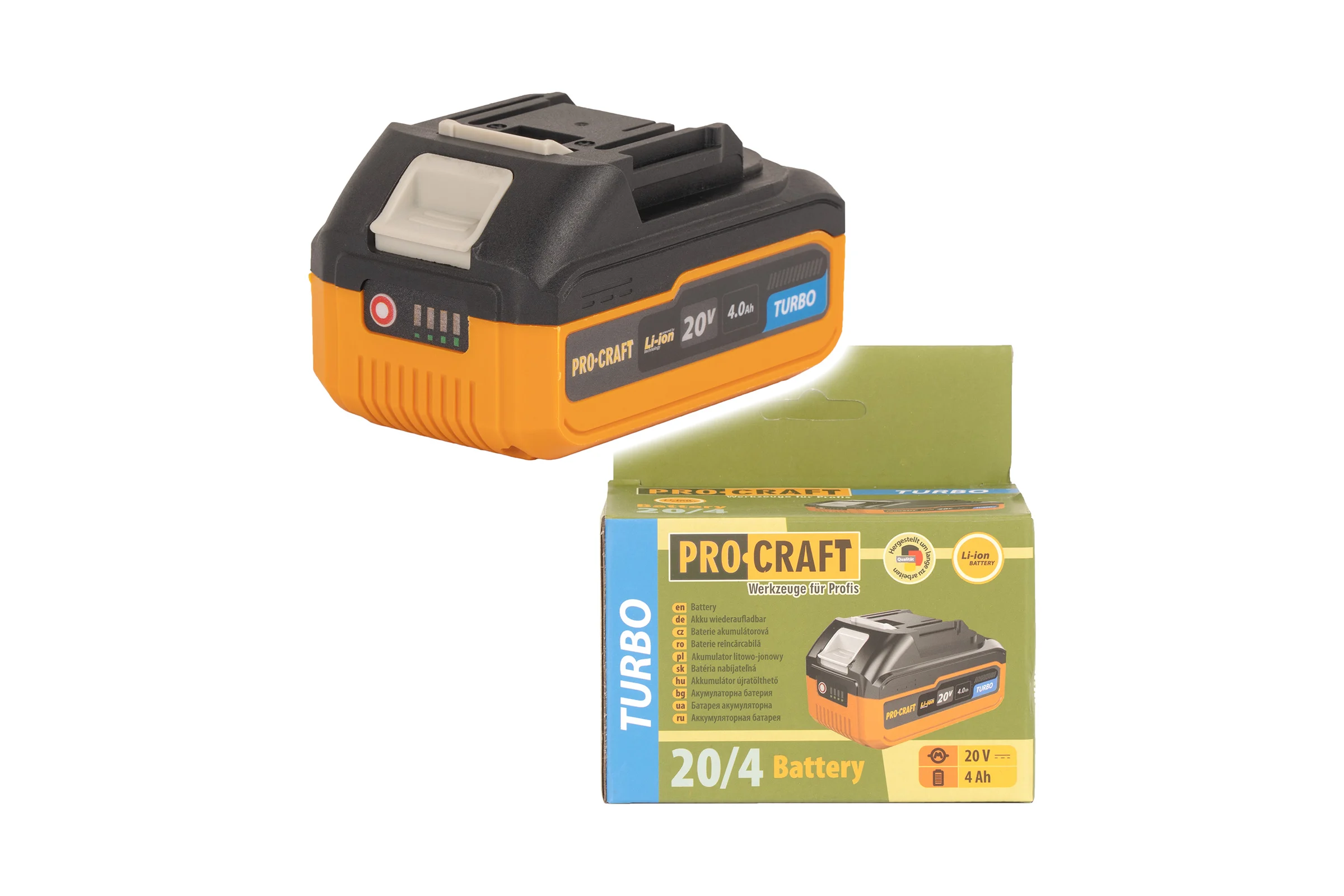 Батарея аккумуляторная PROCRAFT Li-Ion, 20В, 4Ач, BAT20/4 Turbo