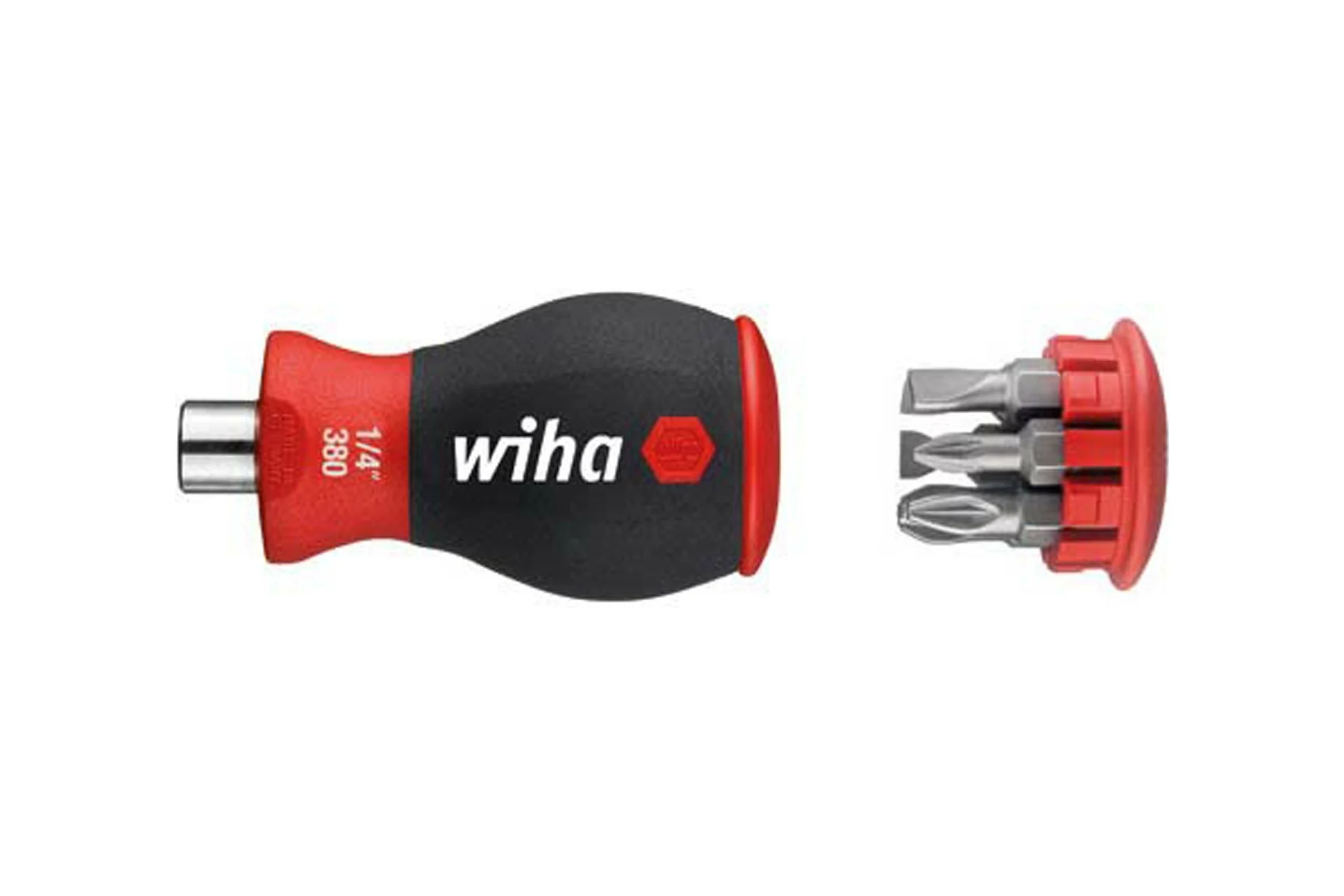 Отвертка-битодержатель Wiha SoftFinish Stubby 3801-04SB, магнитный, 1/4", SL/PZ 33746