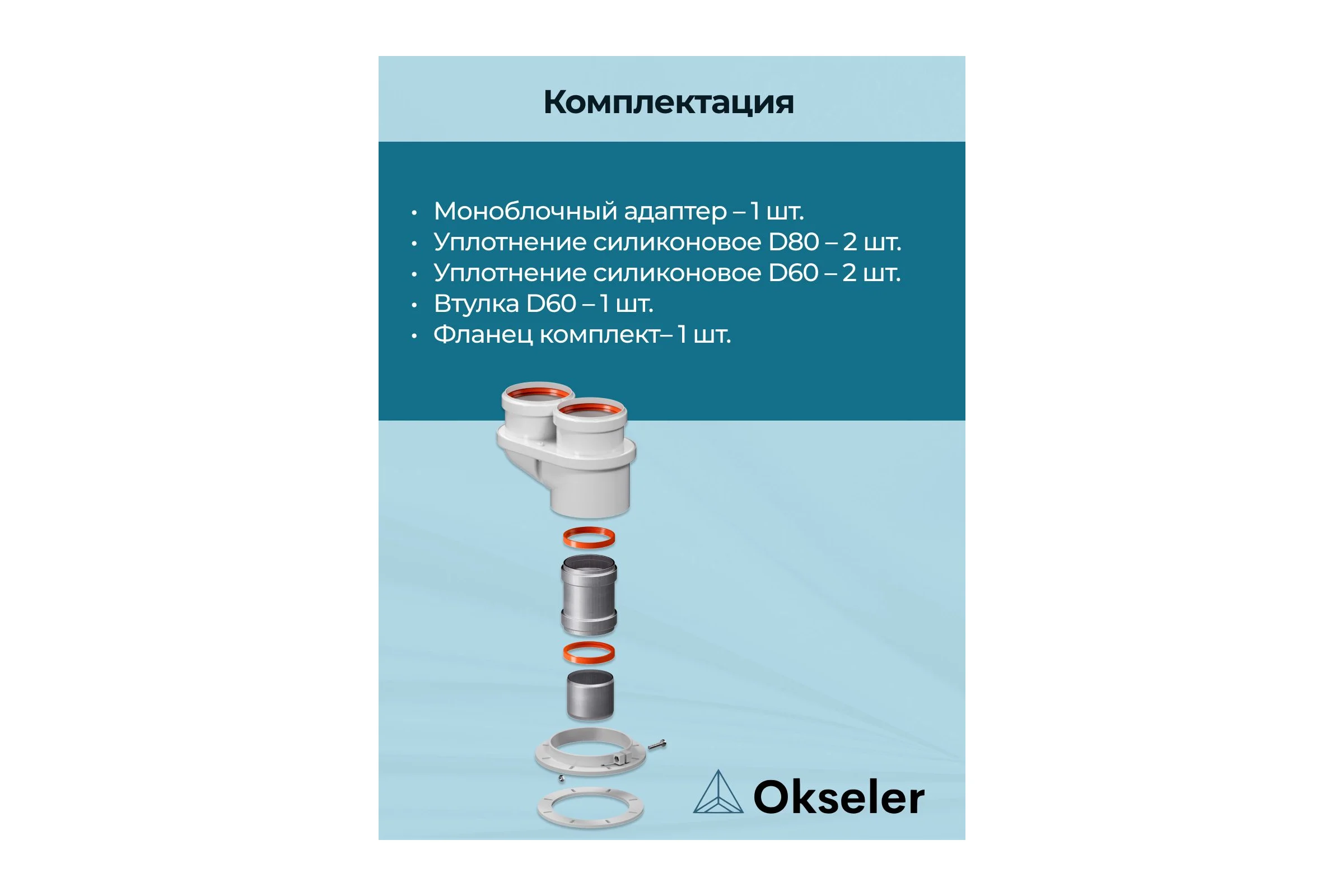 Адаптер моноблочный OKSELER для перехода на двухтрубную систему 80/80 (Bosch, Buderus, Navien S/C/E, Baxi EC oks00022