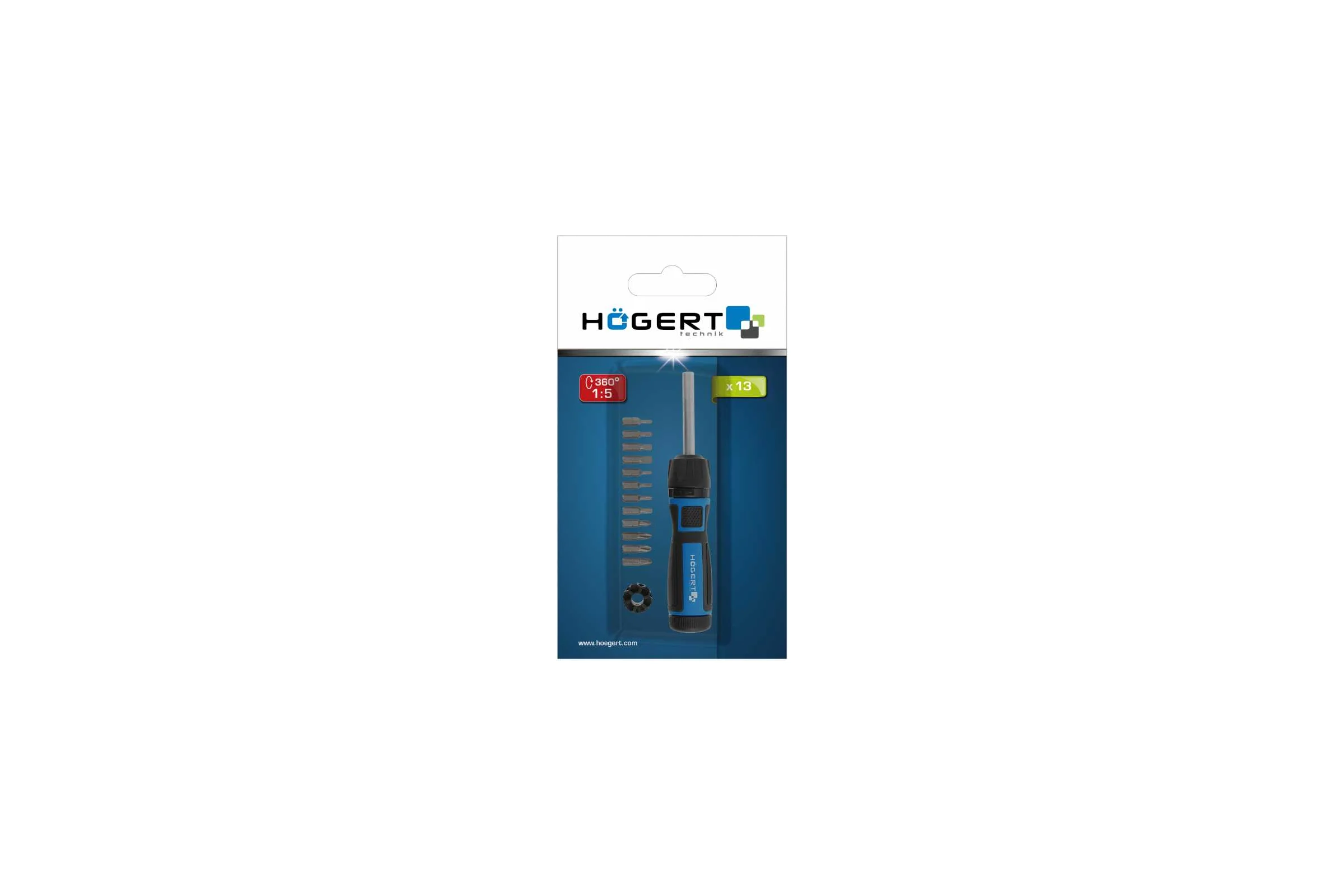 Отвертка HOEGERT TECHNIK со сменными битами и редуктором 1:5 HT1S215